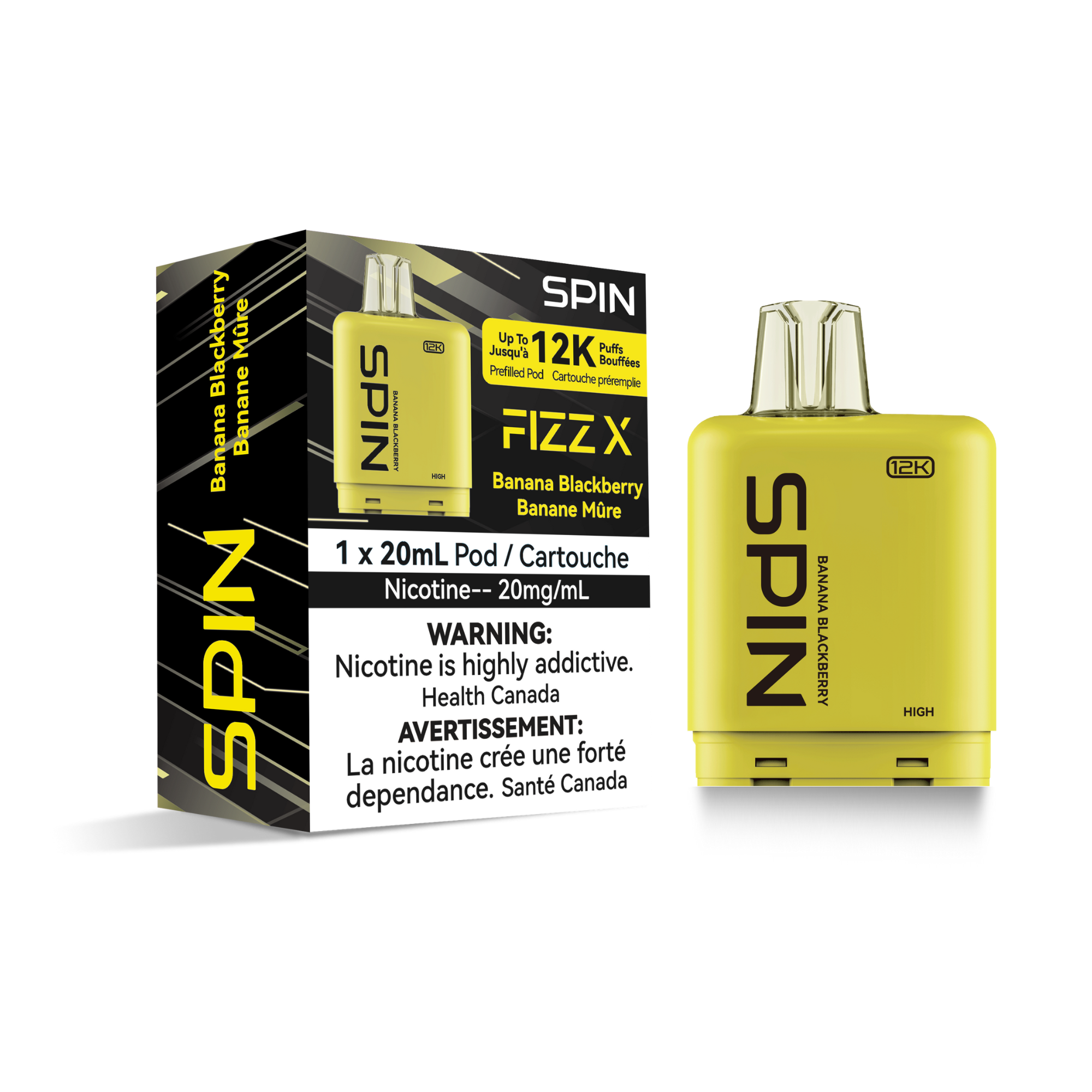 Spin Fizz X Pod 12000 Puffs Vape - Banana Blackberry