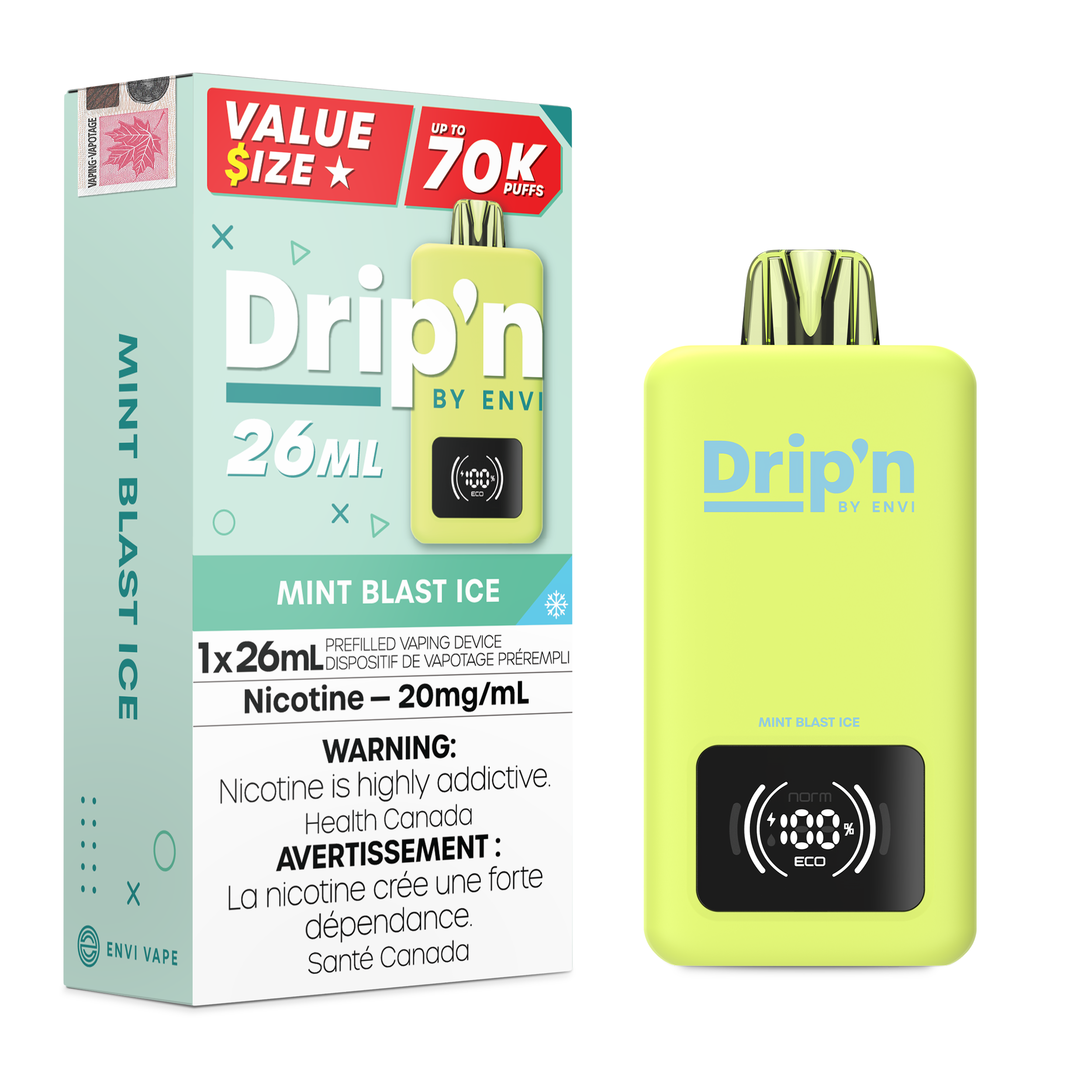 Drip'n by Envi 70K 26ML Disposable - Mint Blast Ice