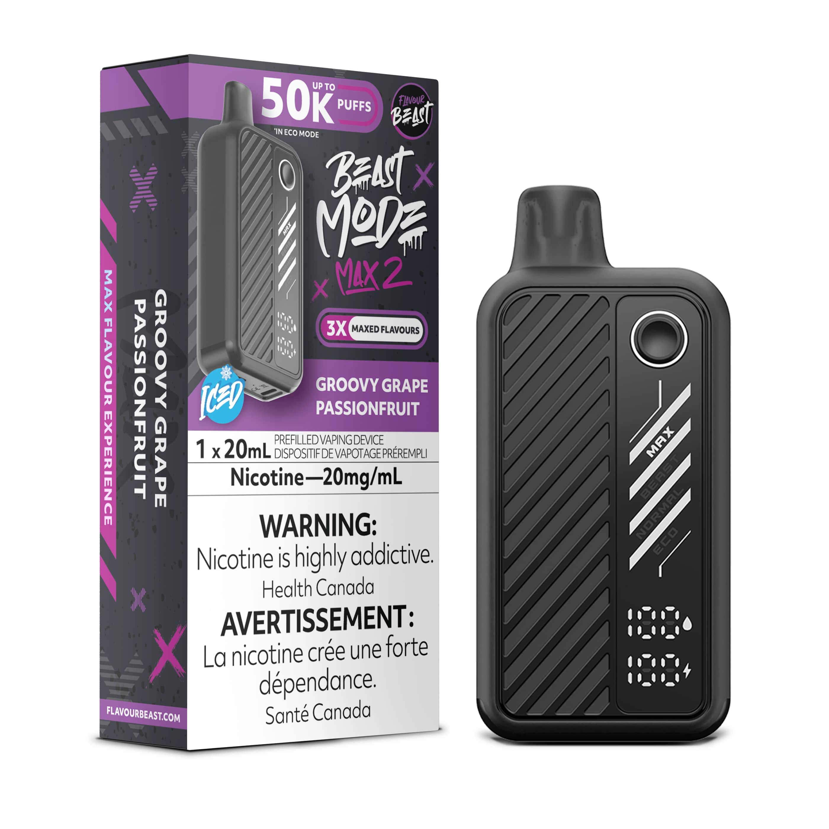 Flavour Beast - Beast Mode Max 2 (50K) Jetable : Groovy Grape Passionfruit