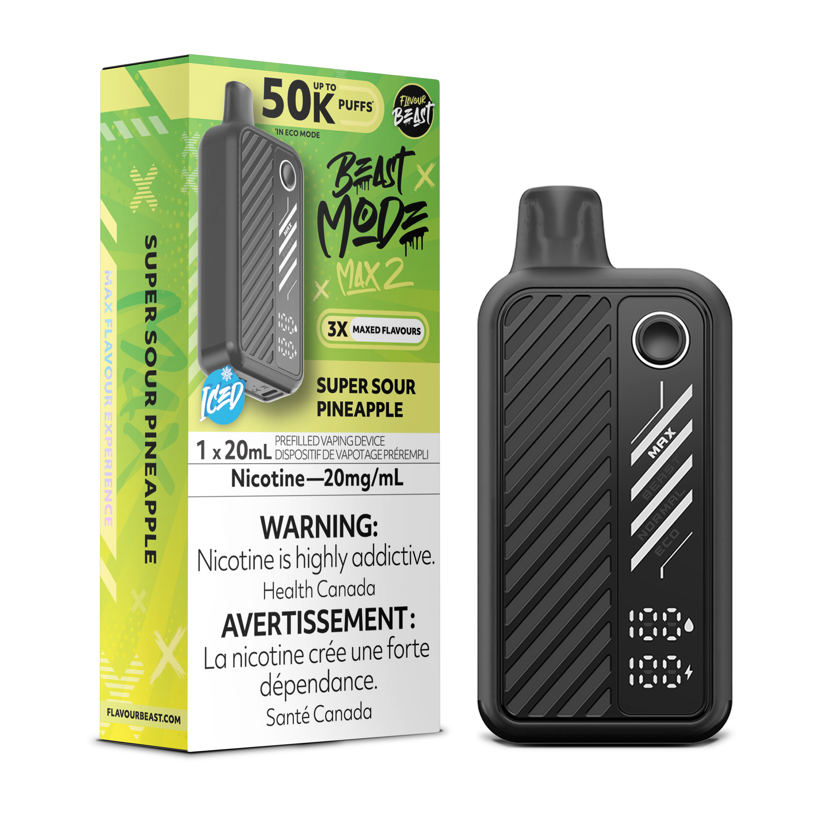 Flavour Beast Beast Mode Max 2 (50K) Disposable: Super Sour Pineapple