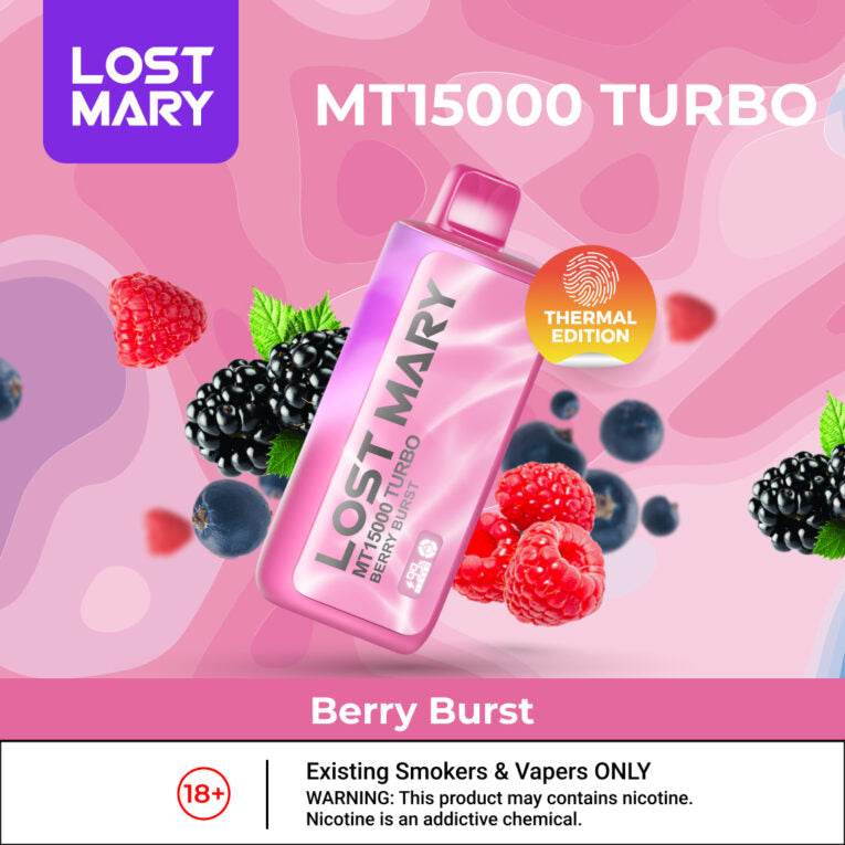 Vape jetable LOST MARY MT15K (15 000) TURBO - Berry Burst