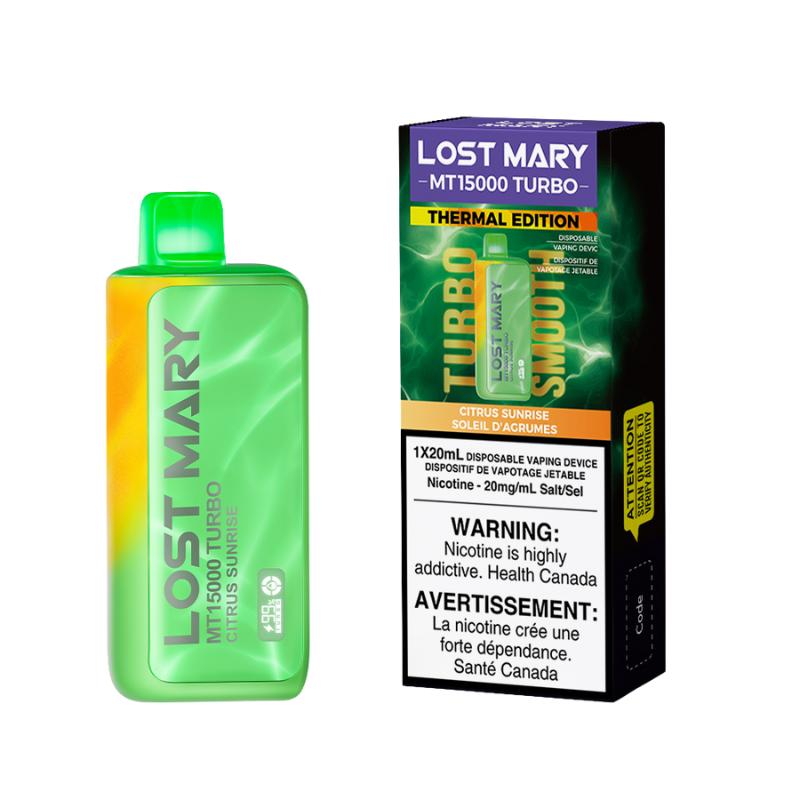 Vape jetable LOST MARY MT15K (15 000) TURBO - Citrus Sunrise