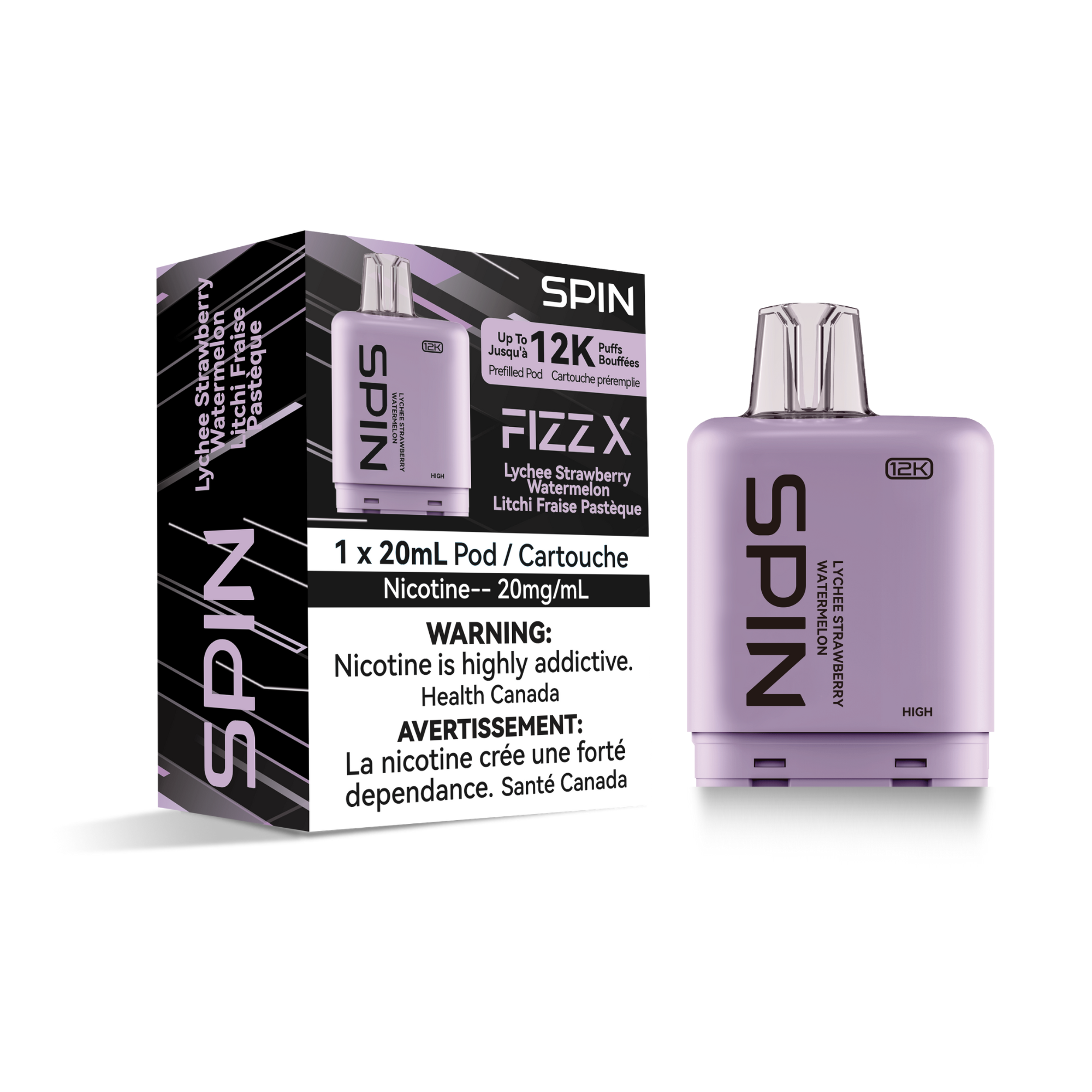 Spin Fizz X Pod 12000 Puffs Vape - Lychee Strawberry Watermelon