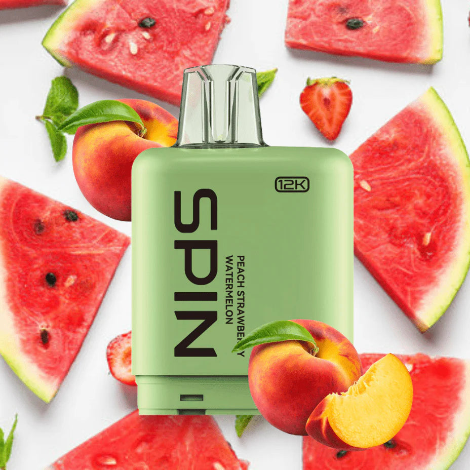 Spin Fizz X Pod 12000 Puffs Vape - Peach Strawberry Watermelon