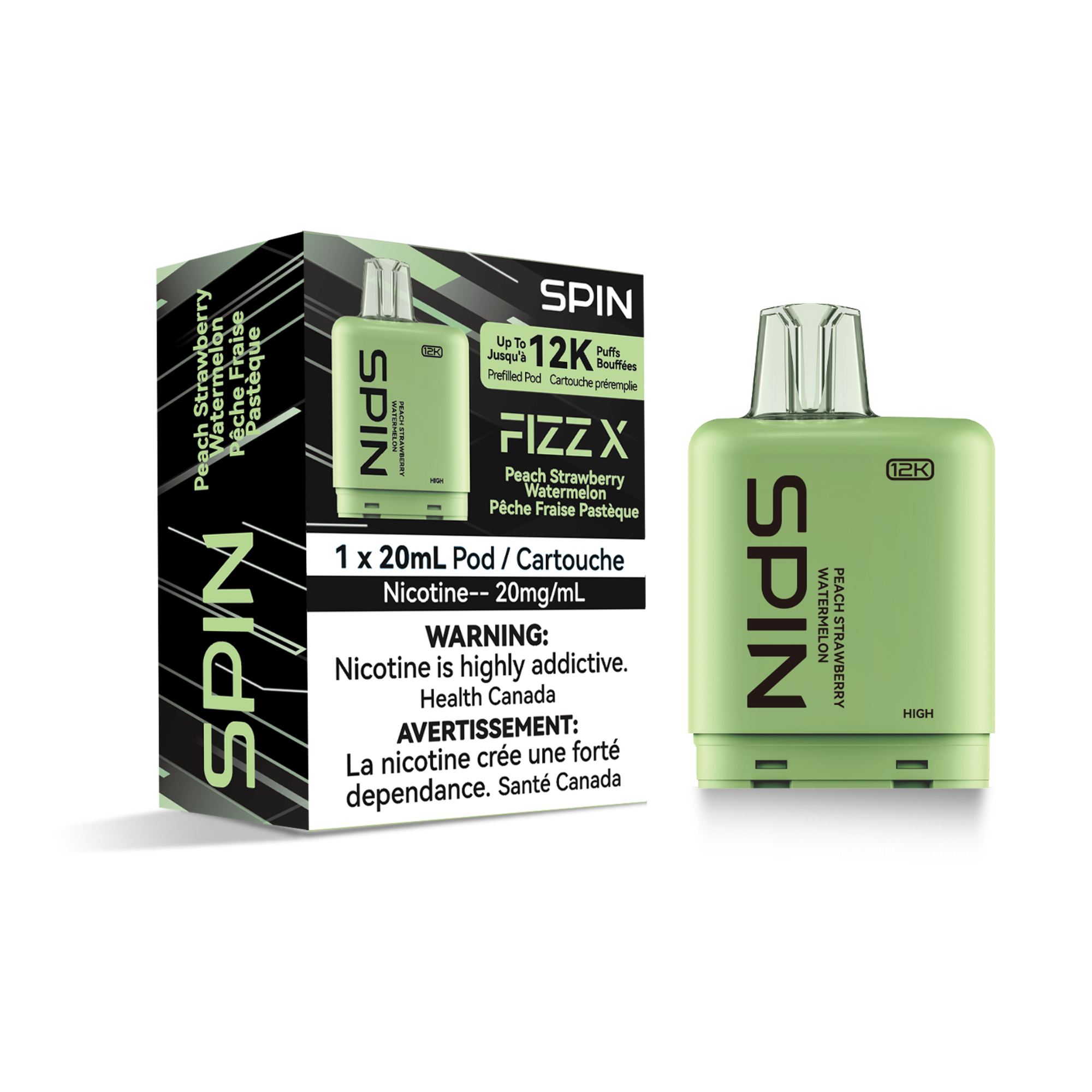 Spin Fizz X Pod 12000 Puffs Vape - Peach Strawberry Watermelon