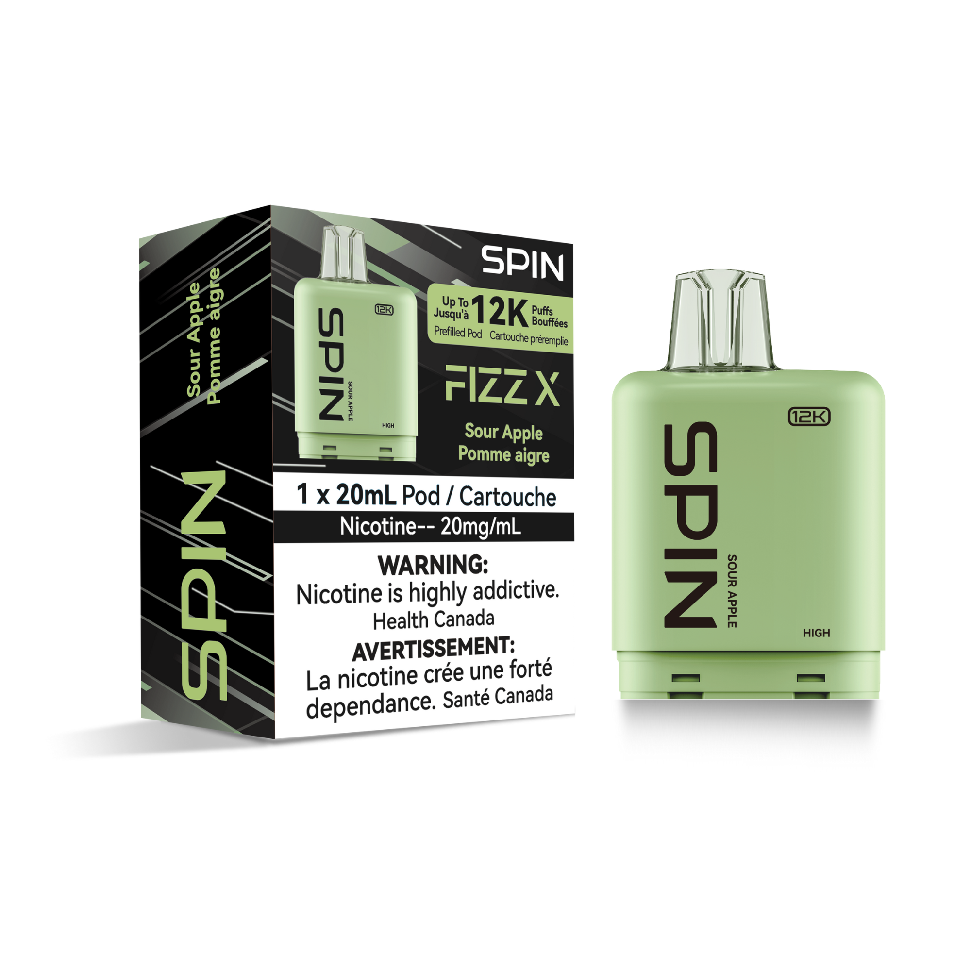 Spin Fizz X Pod 12 000 bouffées Vape – Pomme acidulée