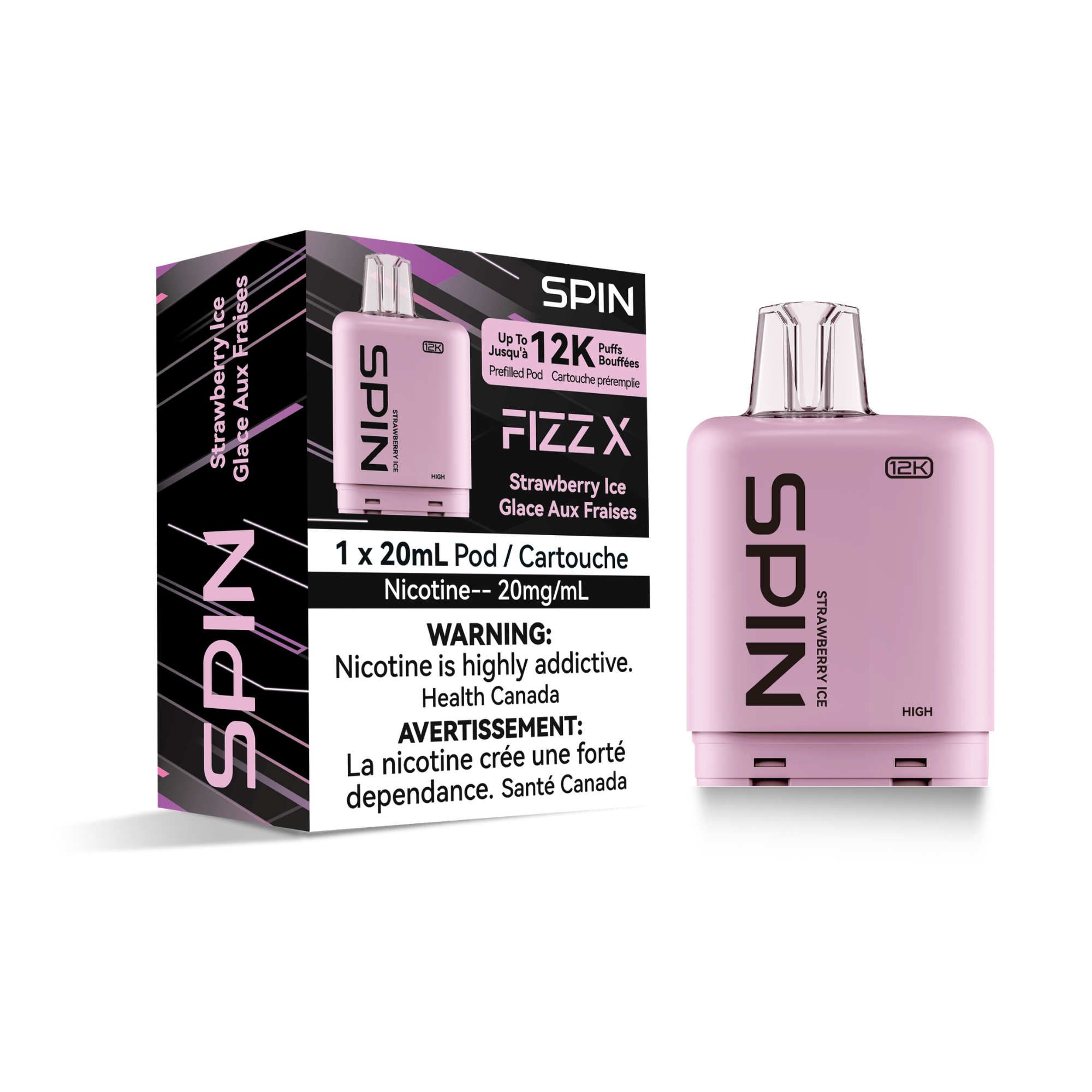 Spin Fizz X Pod 12000 Puffs Vape - Strawberry Ice