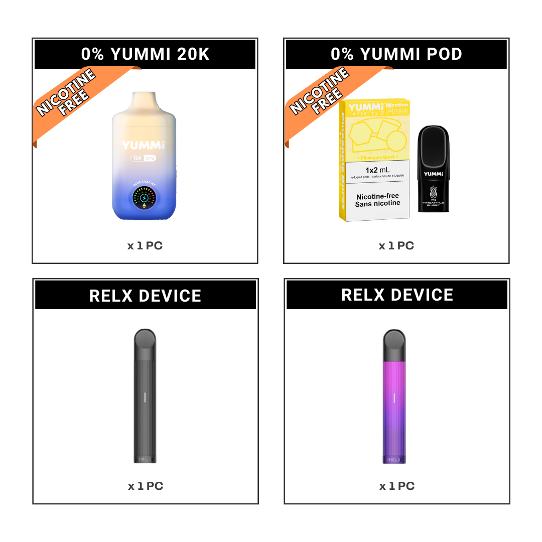 Coffret cadeau de vapotage Yummi 0 % nicotine (4 pièces)