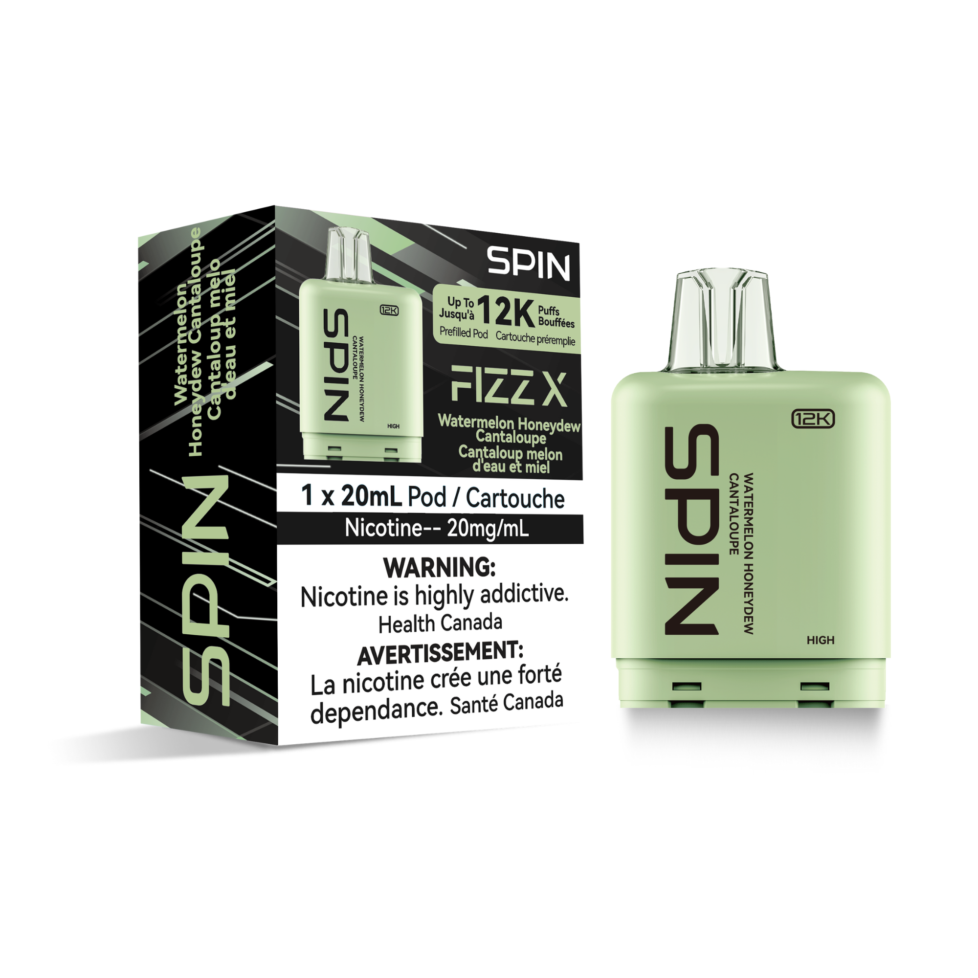 Spin Fizz X Pod 12000 Puffs Vape - Watermelon Honeydew Cantaloupe