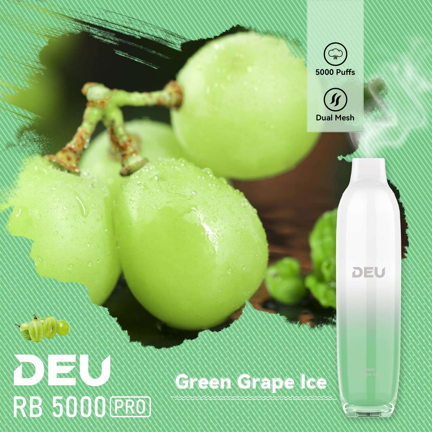 Deu Rb5000 Pro Disposable Vape Green Grape Ice(Super Cool)