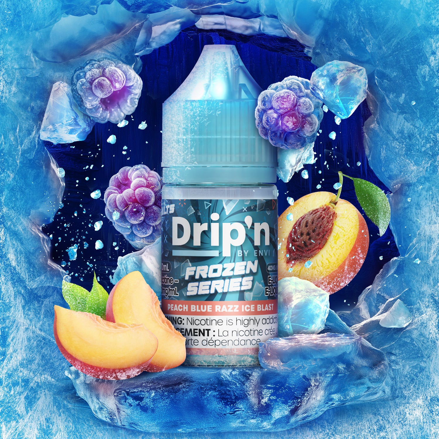Drip'n By Envi Frozen Salt Juice Peach Blue Razz Ice Blast
