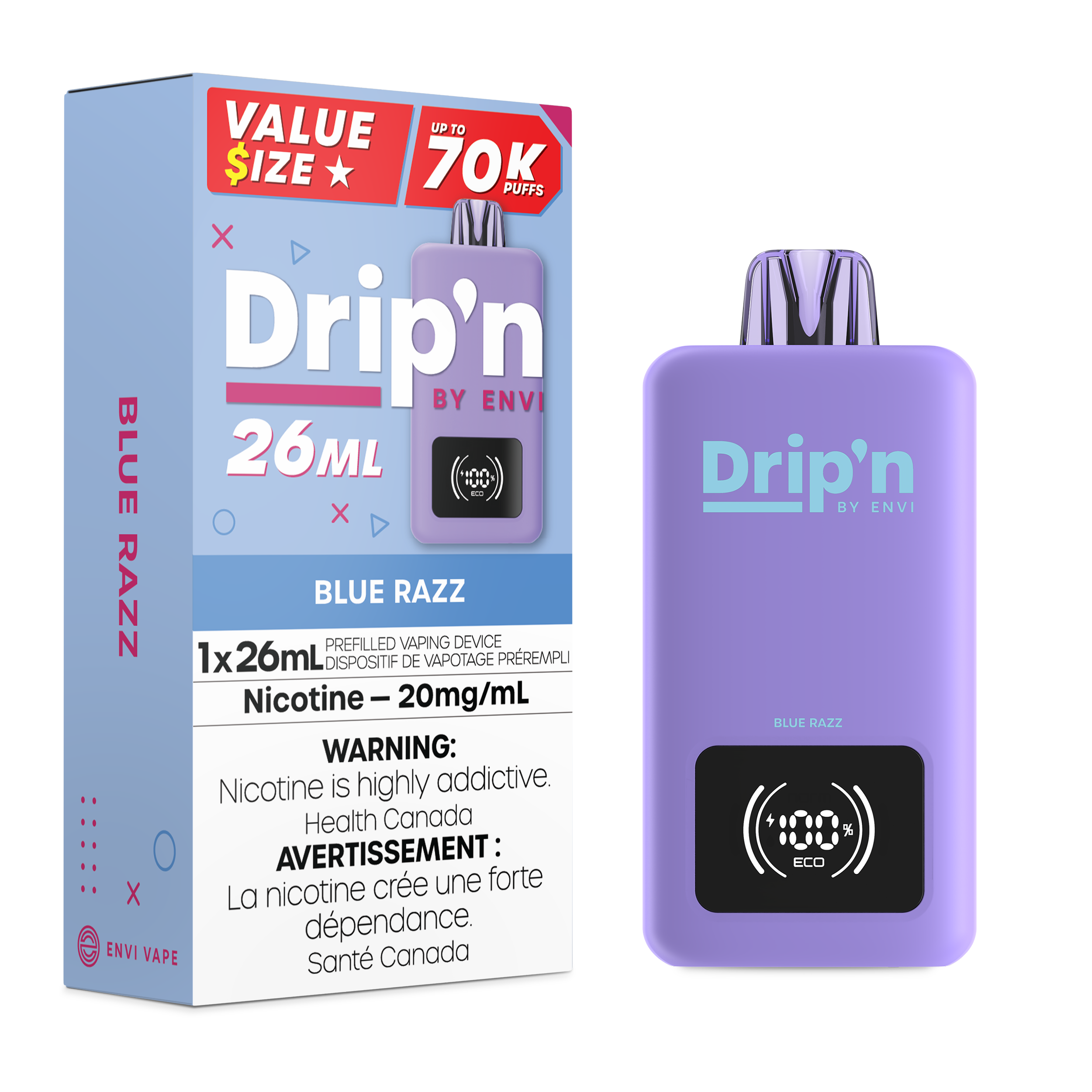 Drip'n by Envi 70K 26ML Disposable Blue Razz