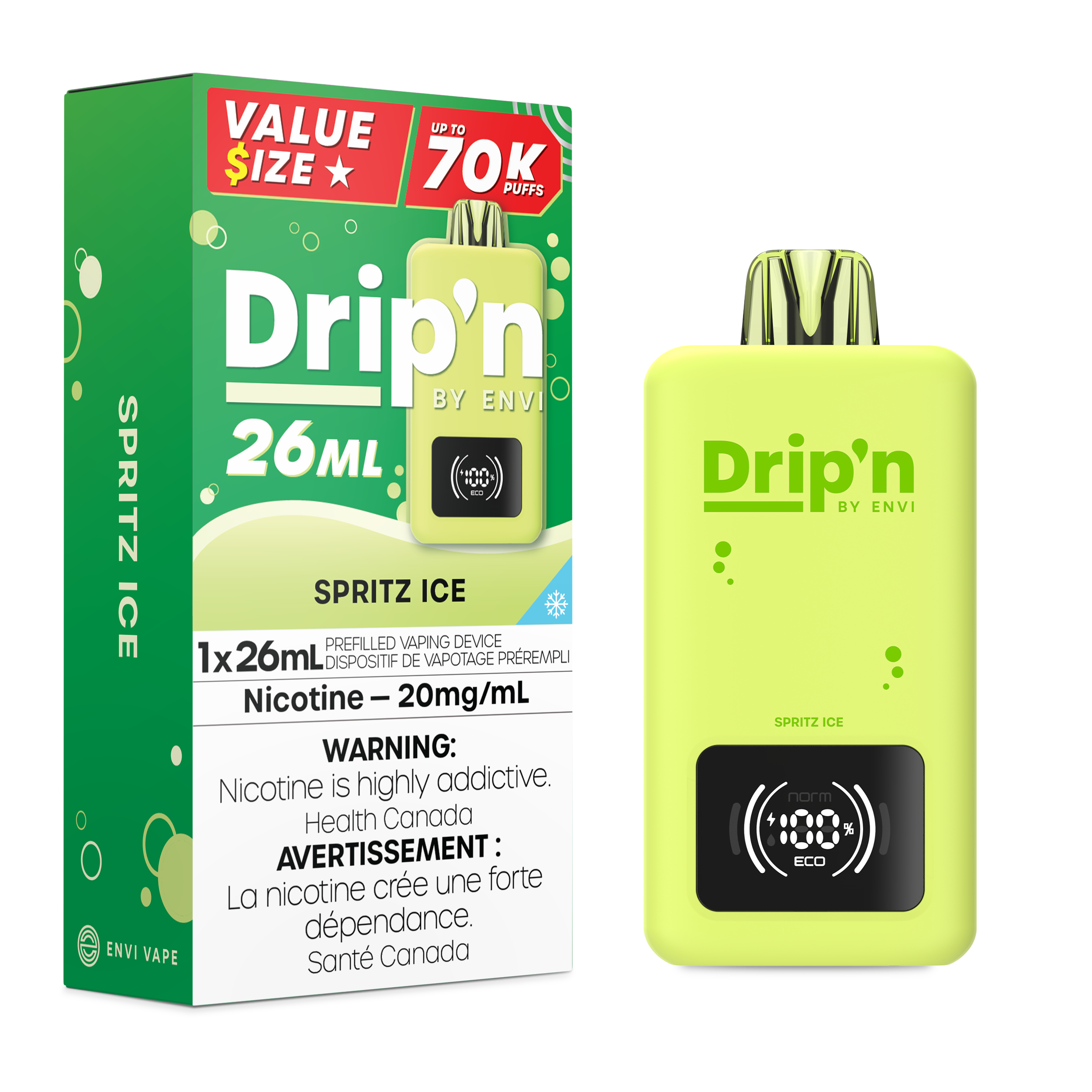 Drip'n by Envi 70K 26ML Disposable Spritz Ice