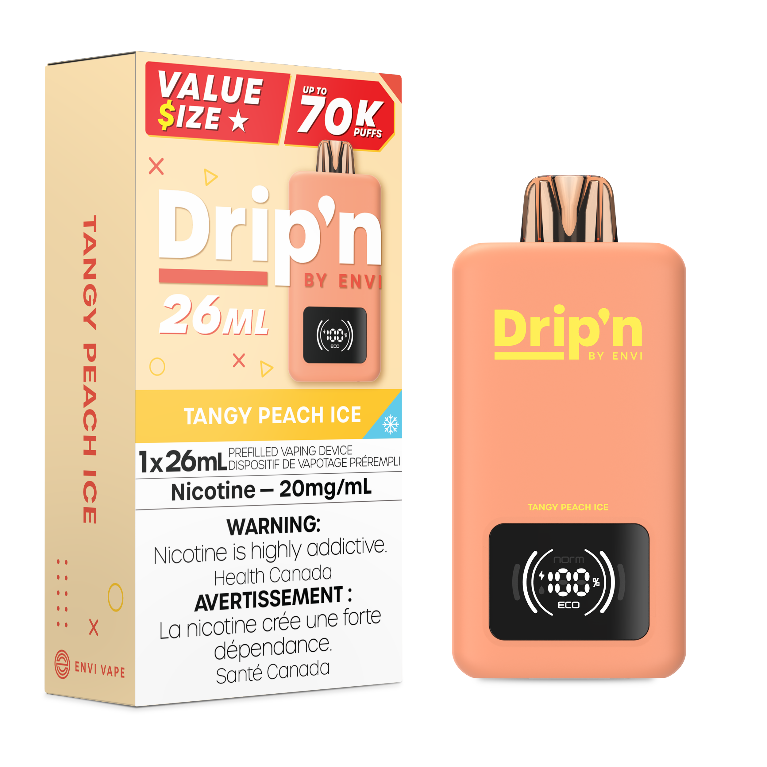 Drip'n by Envi 70K 26ML Disposable Tangy Peach Ice