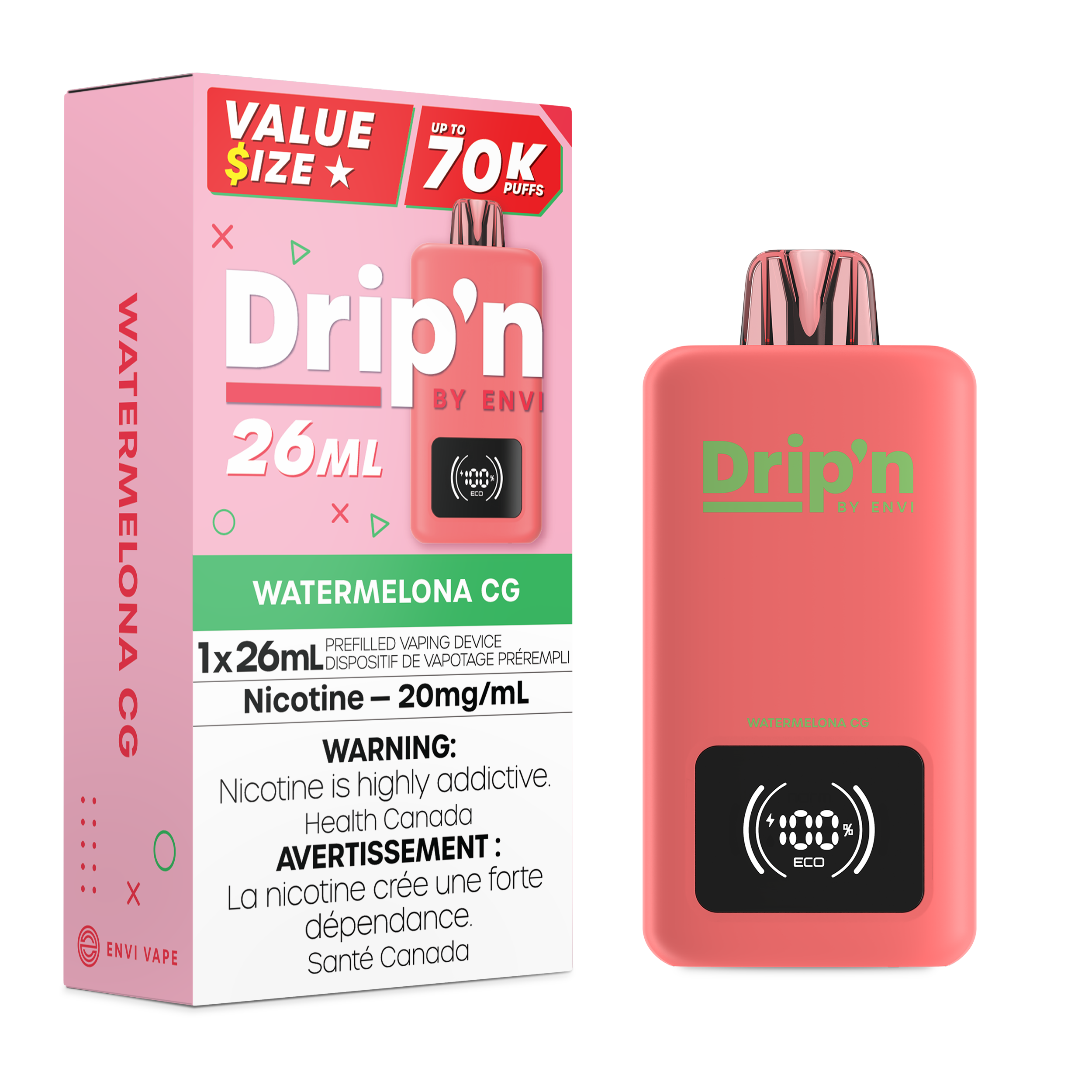 Drip'n by Envi 70K 26ML Disposable Watermelon CG