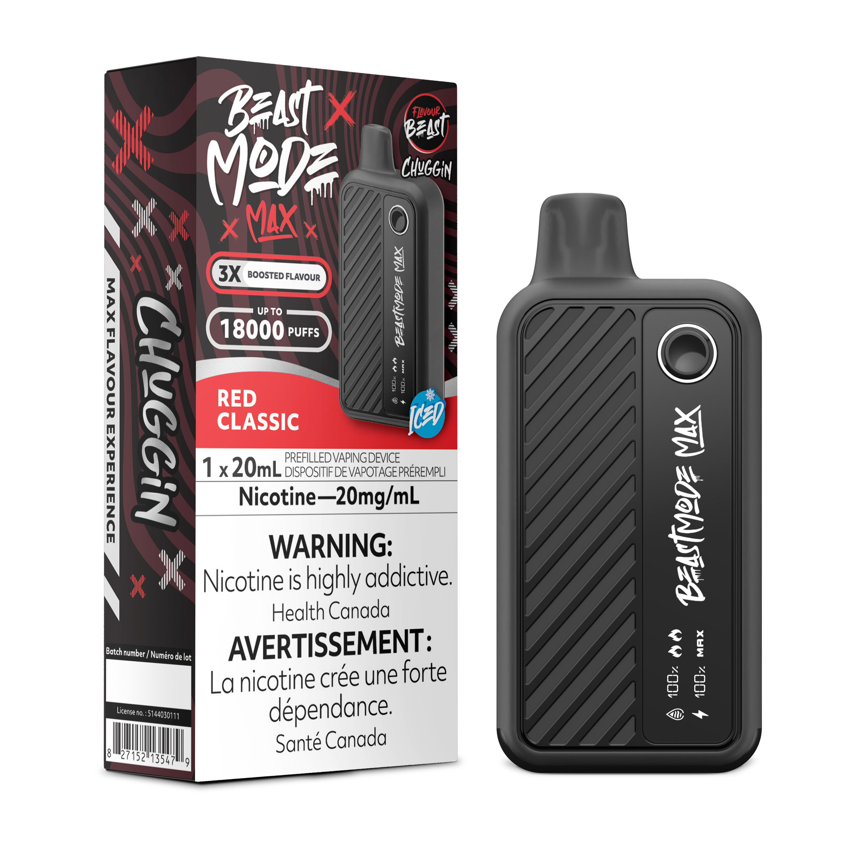 Flavour Beast Beast Mode Max 18K Disposable  Chuggin' Red Classic
