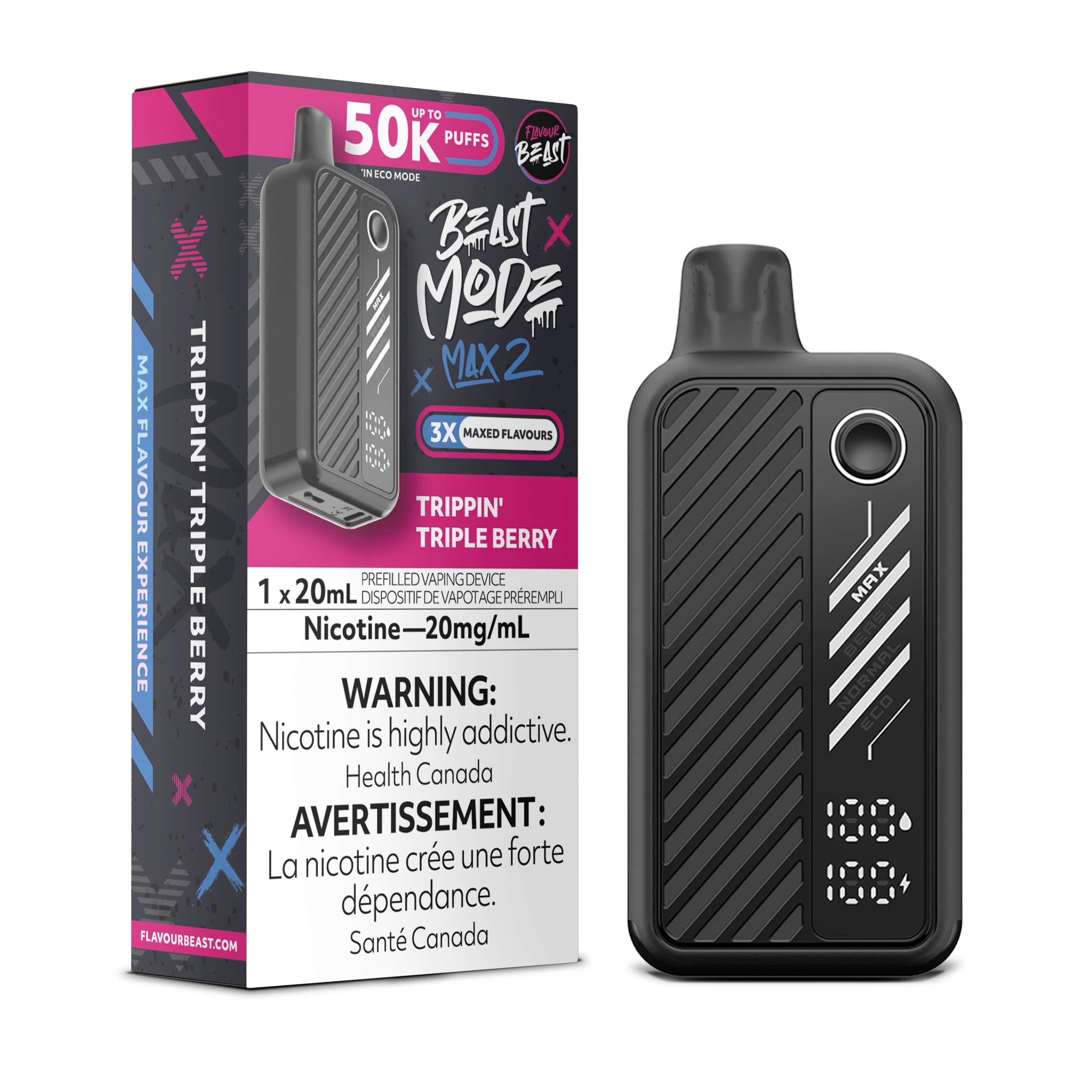 Flavour Beast Beast Mode Max 2 (50k) Disposable: Trippin' Triple Berry