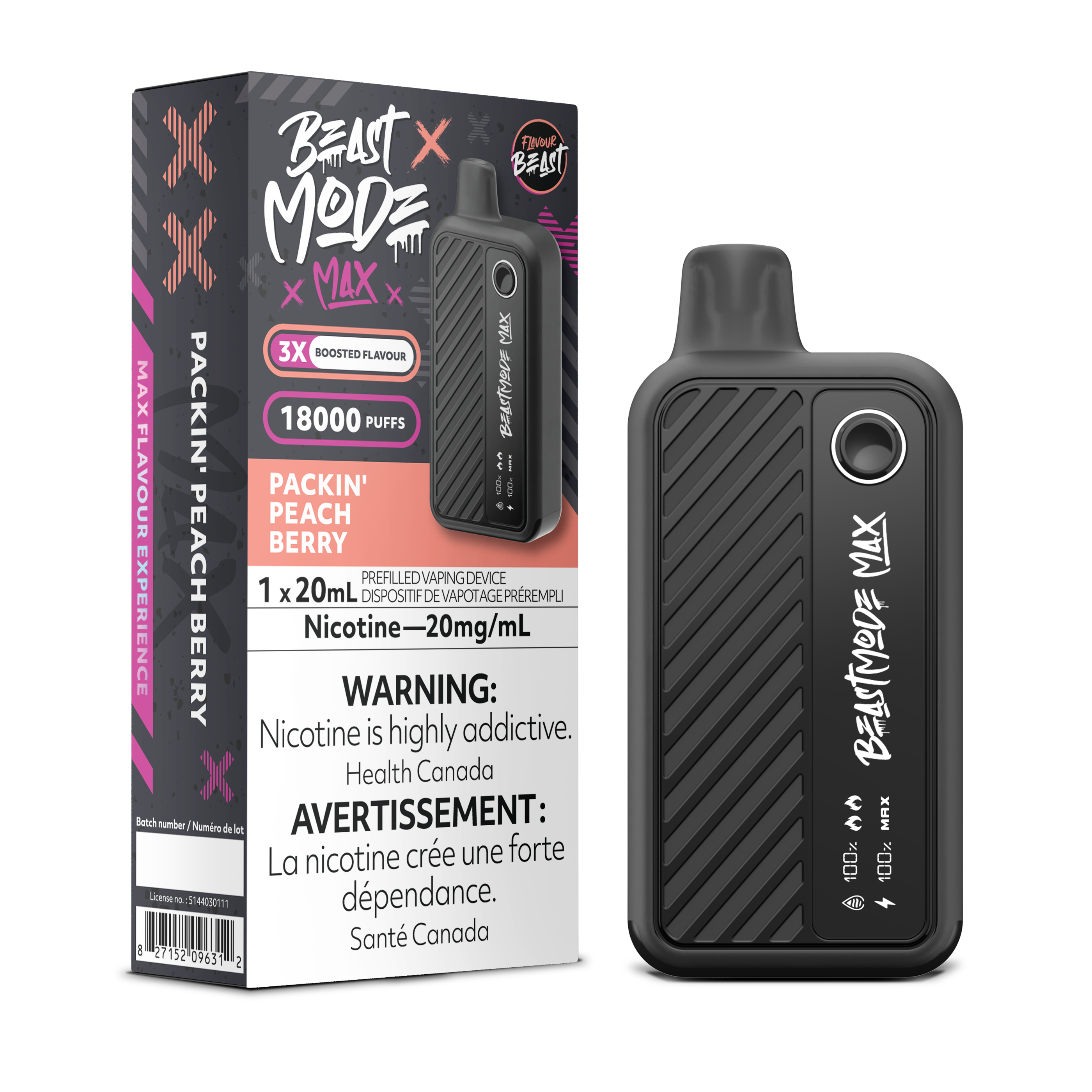 Flavour Beast Beast Mode Max 2 (50K) Disposable: Packin' Peach Berry