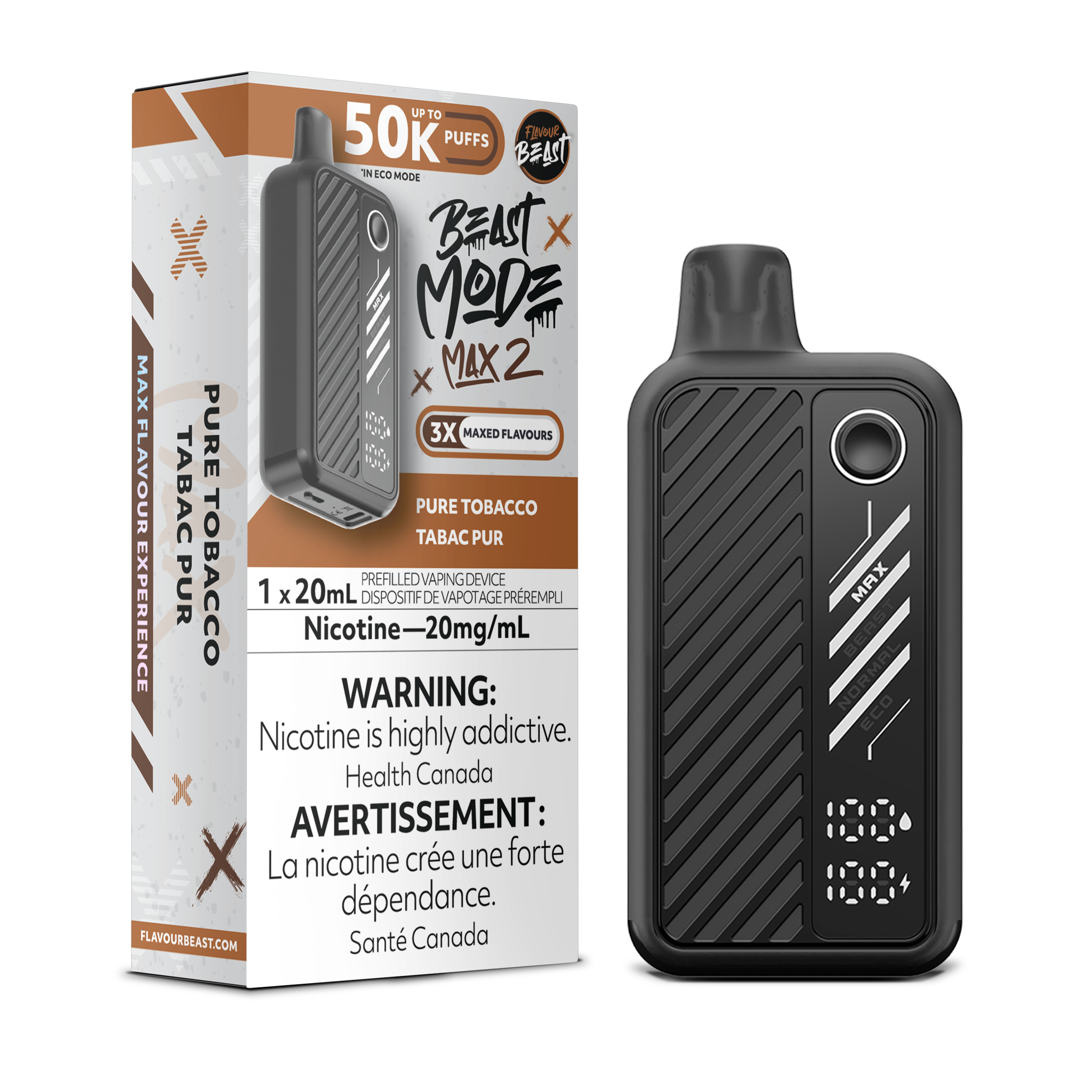 Flavour Beast Beast Mode Max 2 (50K) Disposable: Pure Tobacco