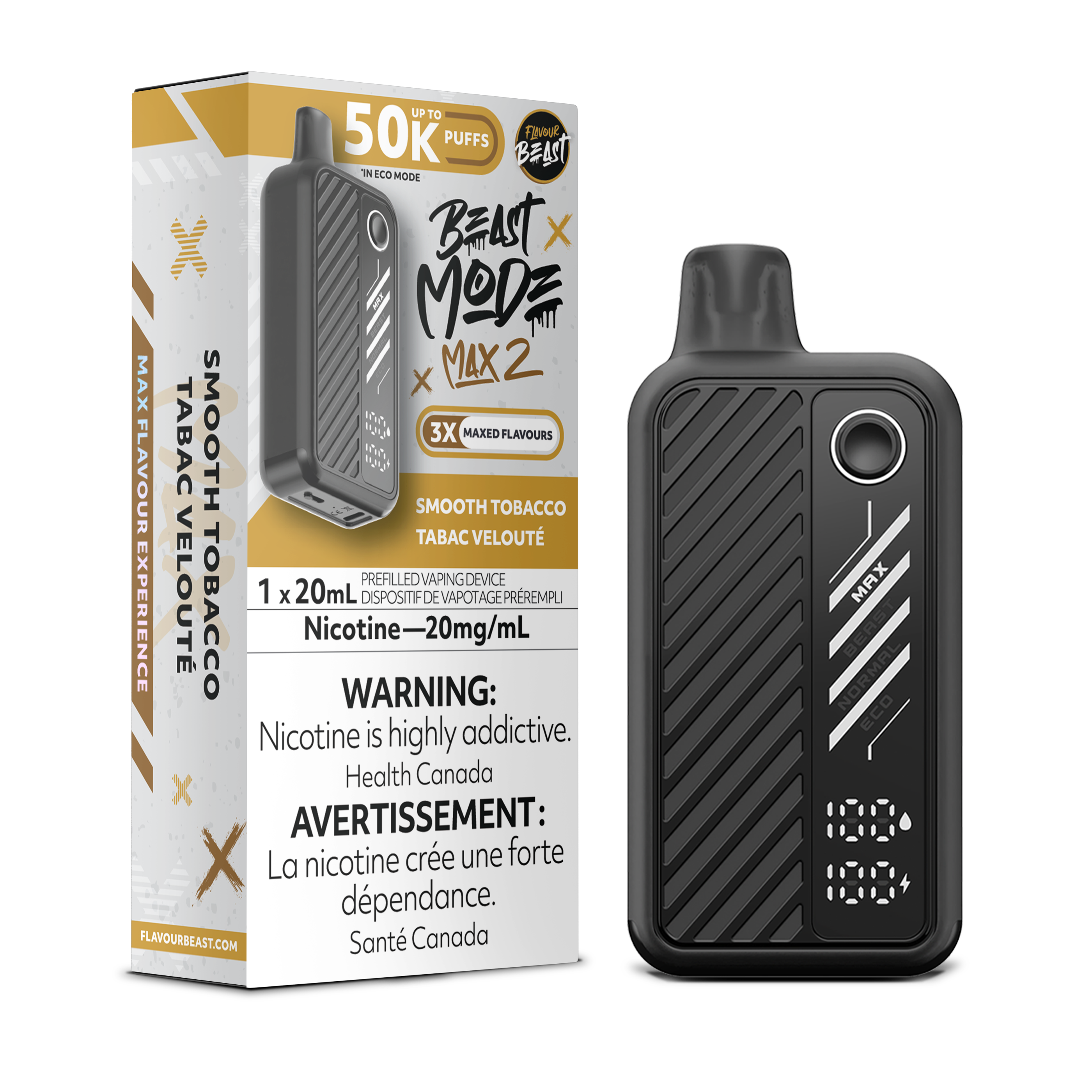 Flavour Beast Beast Mode Max 2 (50K) Disposable: Smooth Tobacco