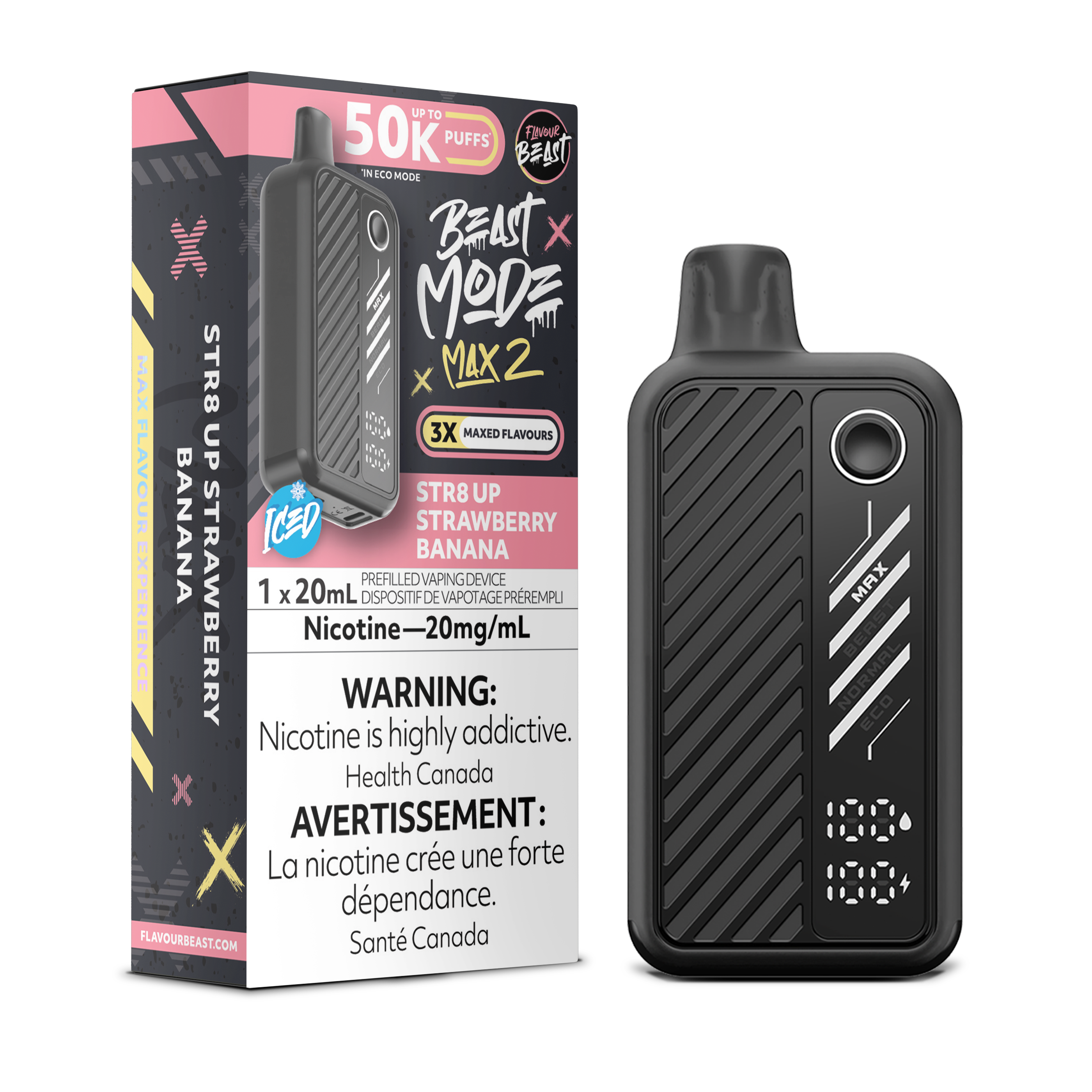 Flavour Beast Beast Mode Max 2 (50K) Disposable: STR8 UP Strawberry Banana