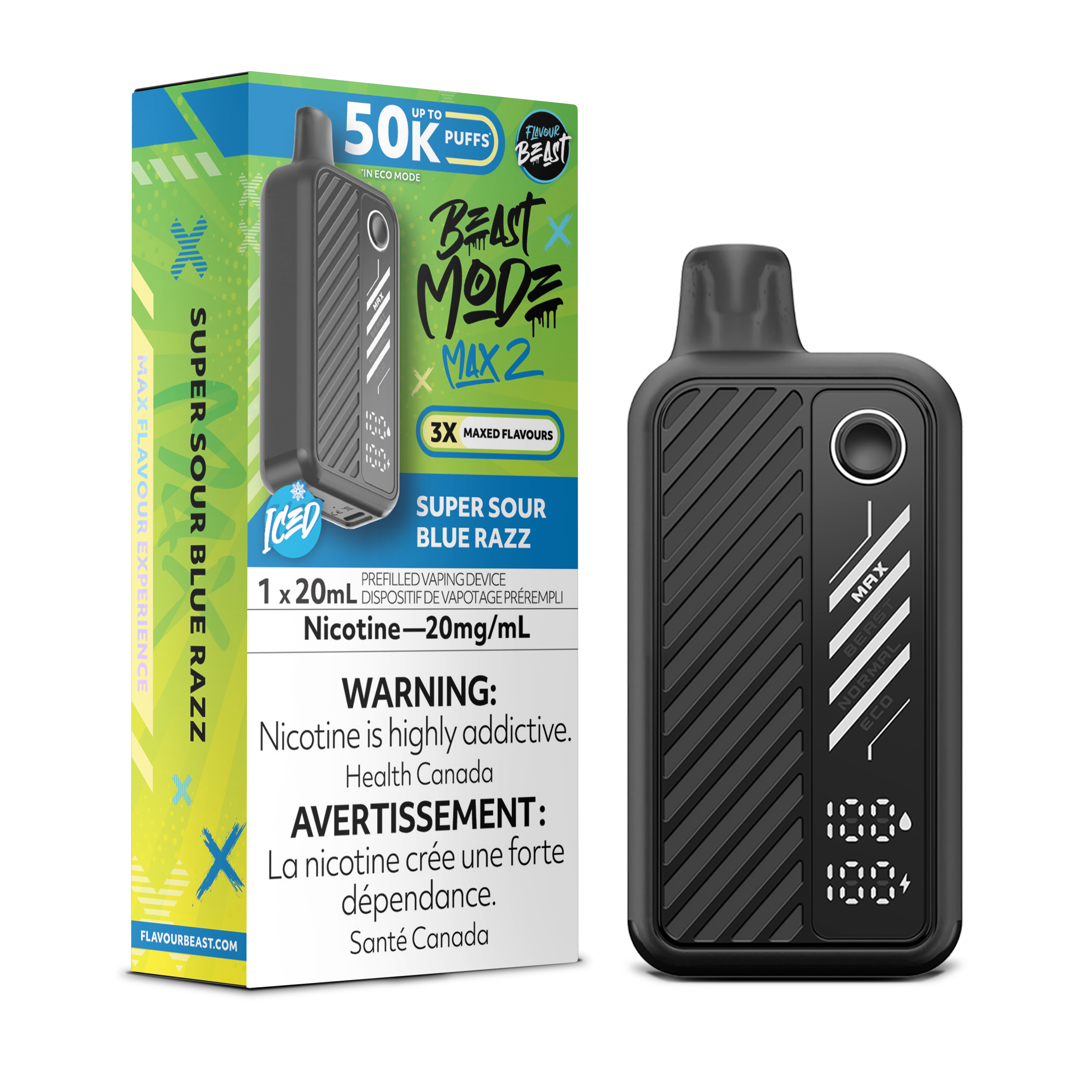 Flavour Beast Beast Mode Max 2 (50K) Disposable: Super Sour Blue Razz