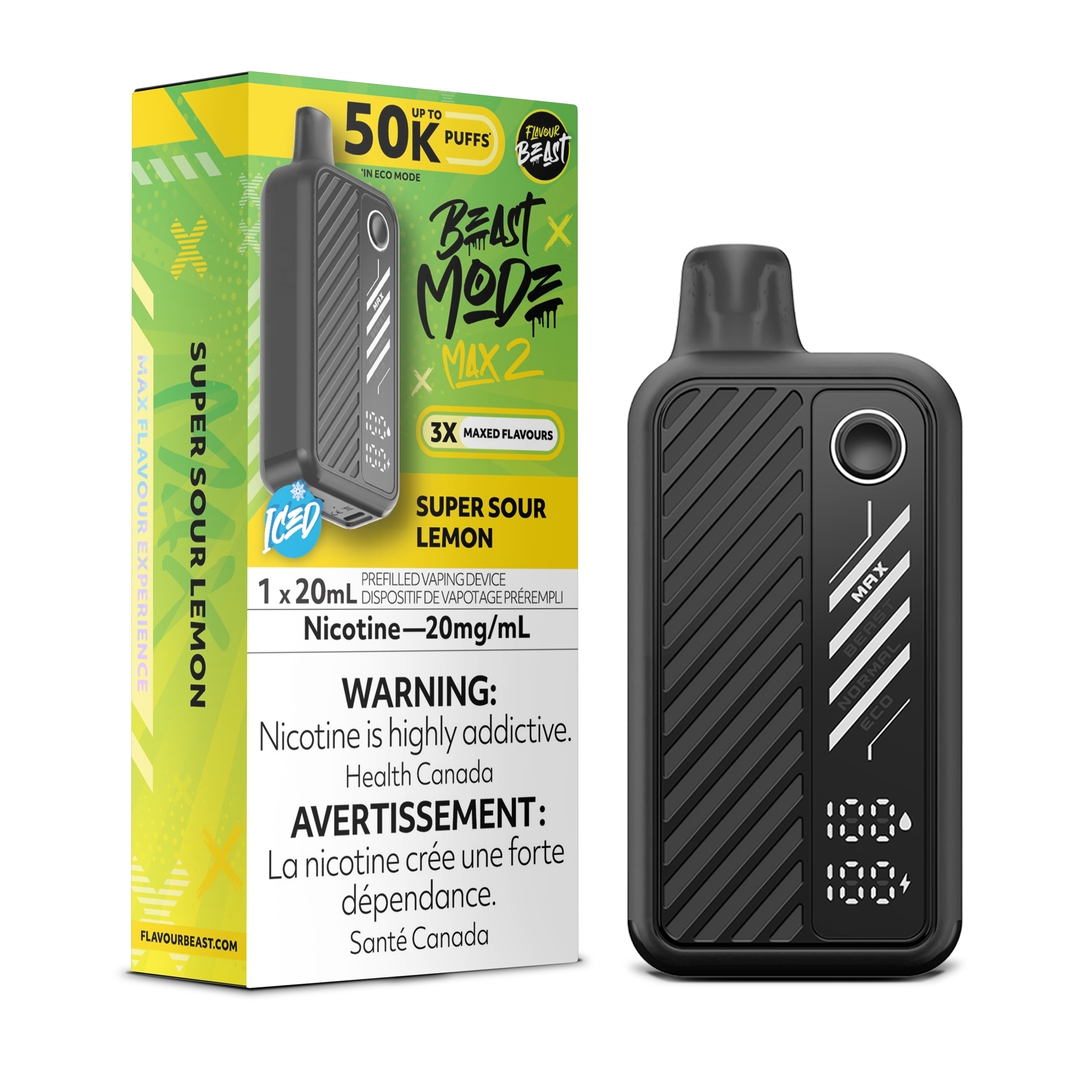 Flavour Beast Beast Mode Max 2 (50K) Disposable: Super Sour Lemon