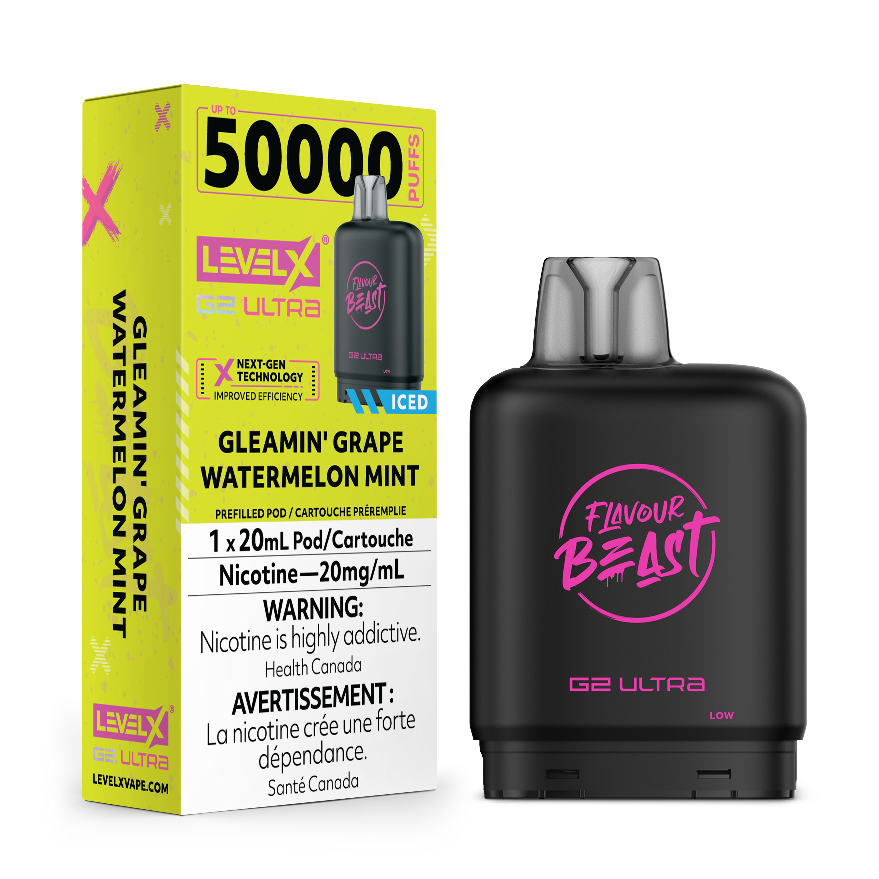 Flavour Beast Level X G2 Ultra Pods Gleamin' Grape Watermelon Mint