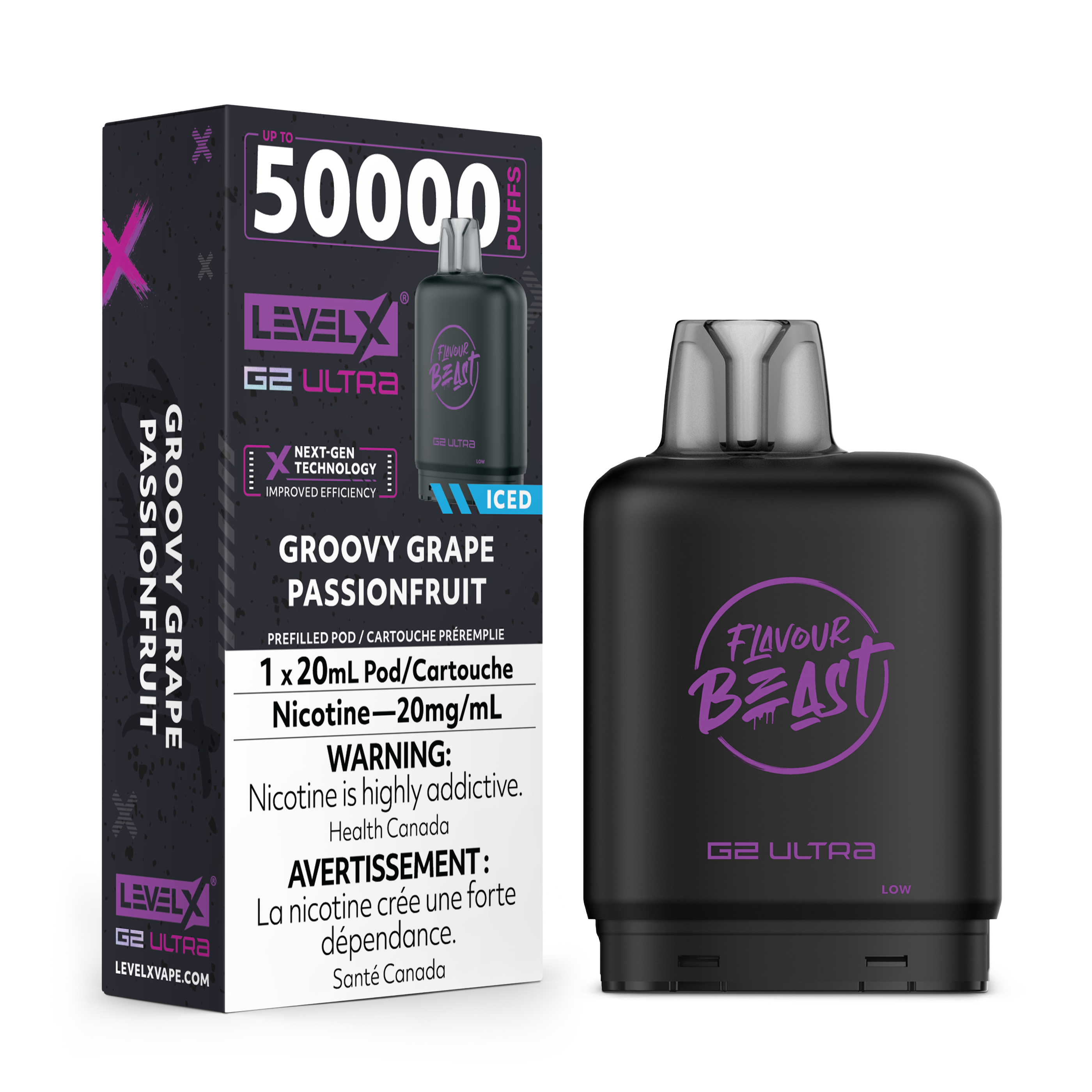 Flavour Beast Level X G2 Ultra Pods Groovy Grave PassionFruit