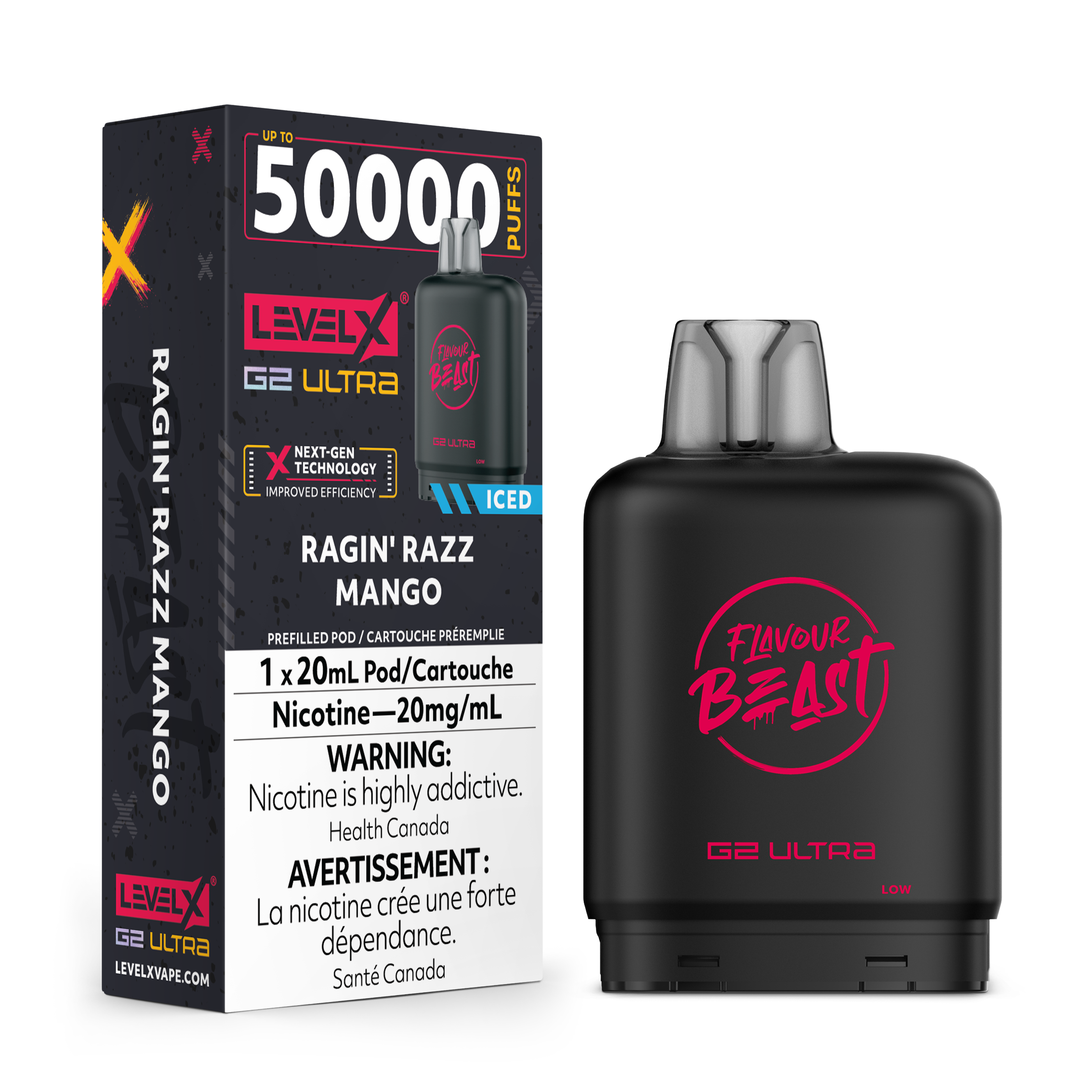 Flavour Beast Level X G2 Ultra Pods Ragin' Razz Mango