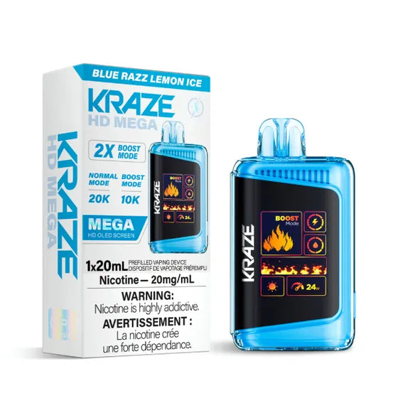 Kraze Hd Mega 20000 Disposable Blue Razz Lemon Ice