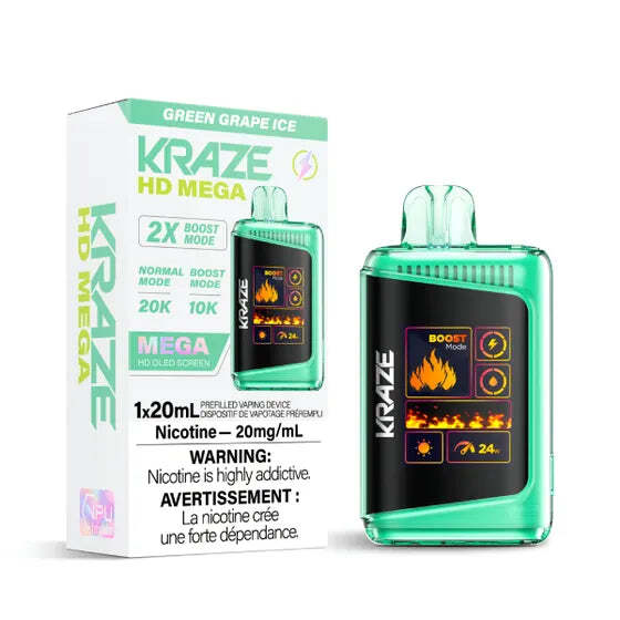 Kraze Hd Mega 20000 Disposable Green Grape Ice