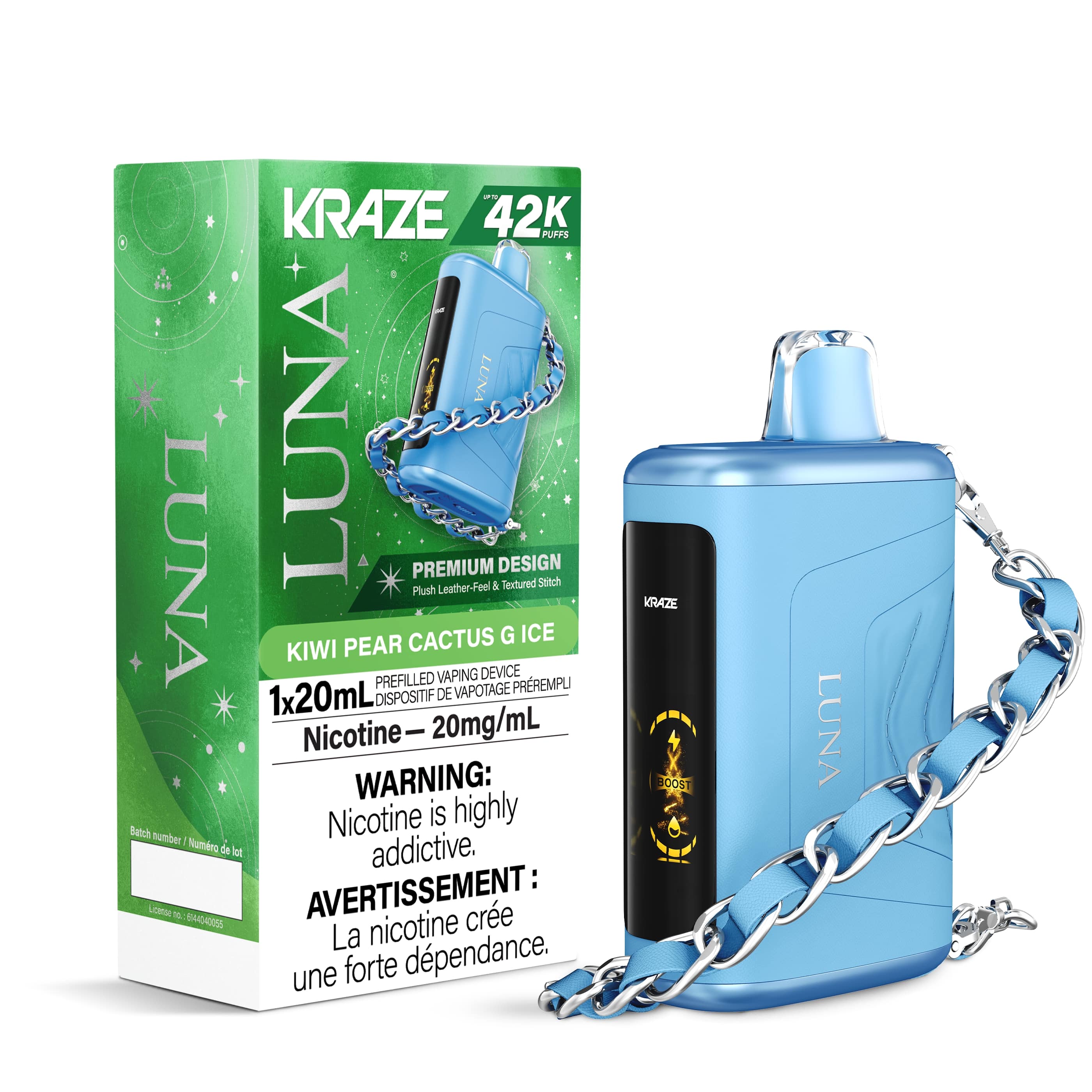 Kraze Luna 42k Disposable Vape Kiwi Pear Cactus G Ice