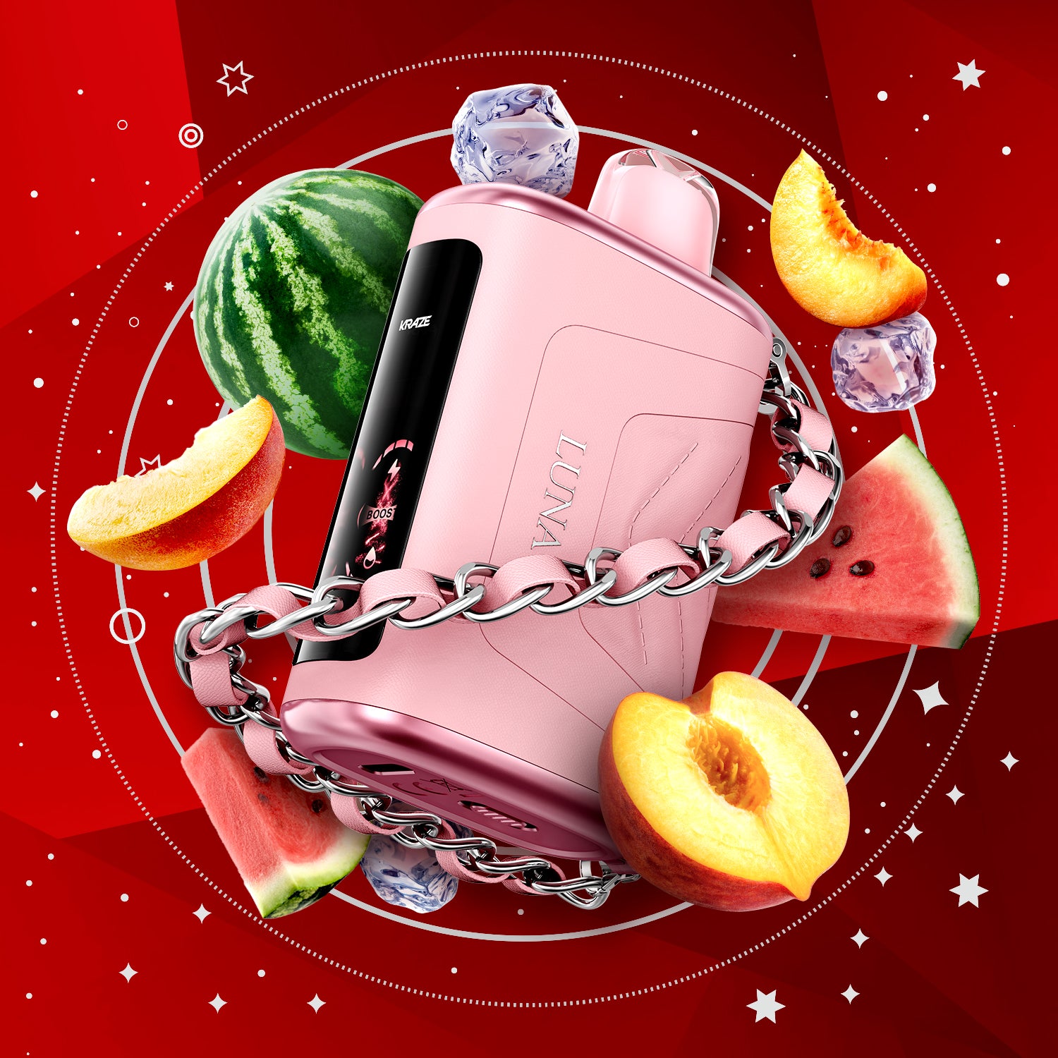 Kraze Luna 42k Disposable Vape Ruby Peach Watermelon Ice