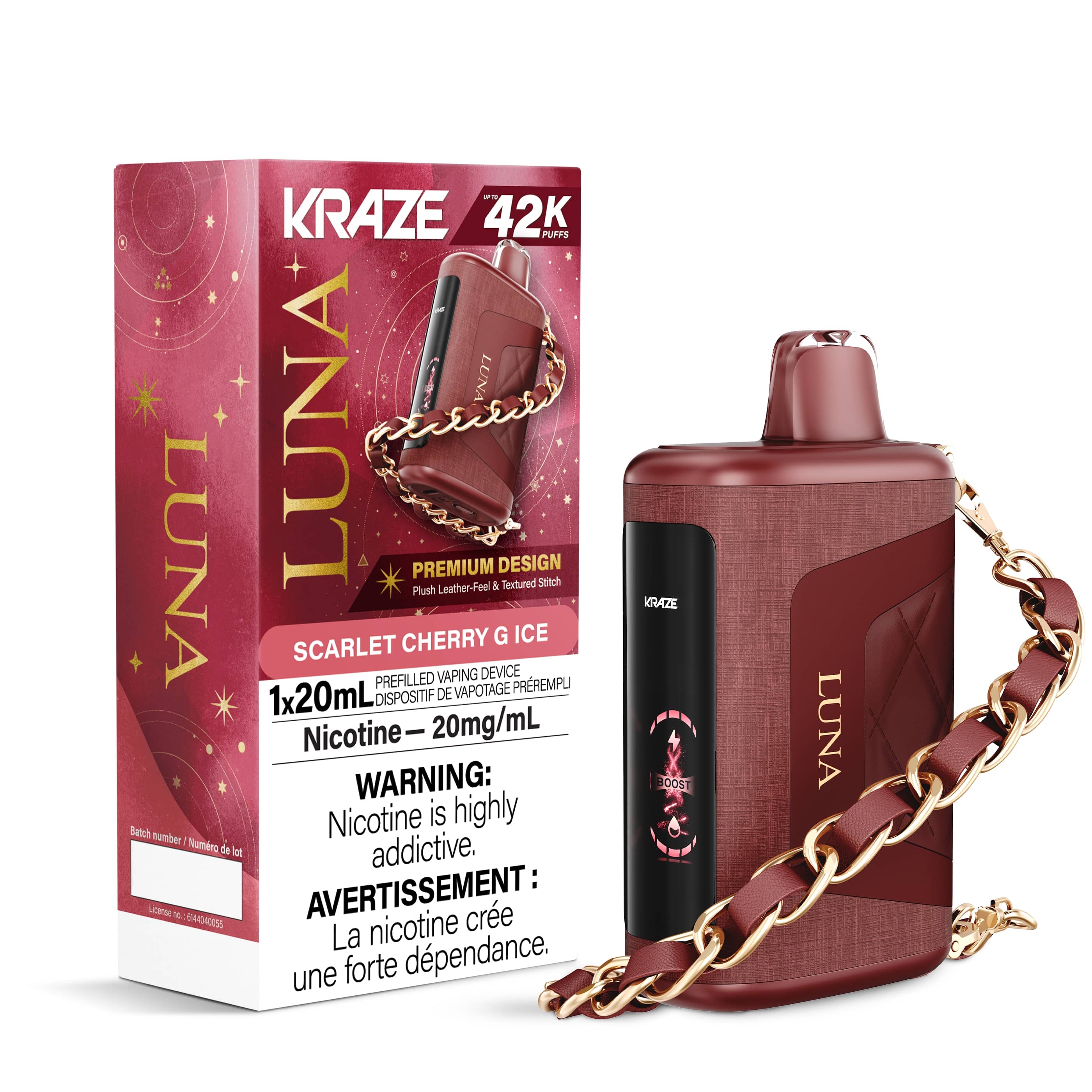 Kraze Luna 42k Disposable Vape Scarlet Cherry G Ice