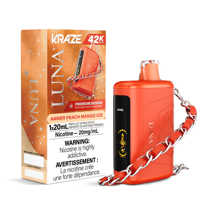Kraze Luna 42K Disposable Vape Amber Peach Mango Ice