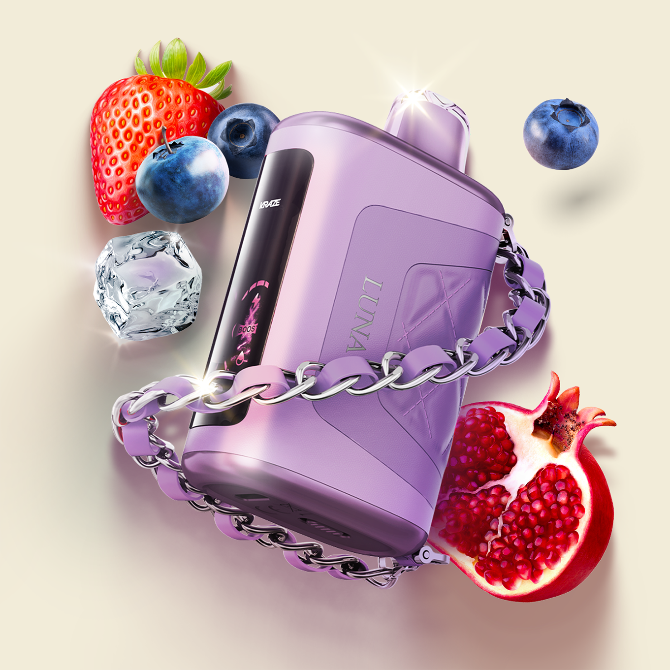 Kraze Luna 42K Disposable Vape Blueberry Strawberry Pomegranate Ice