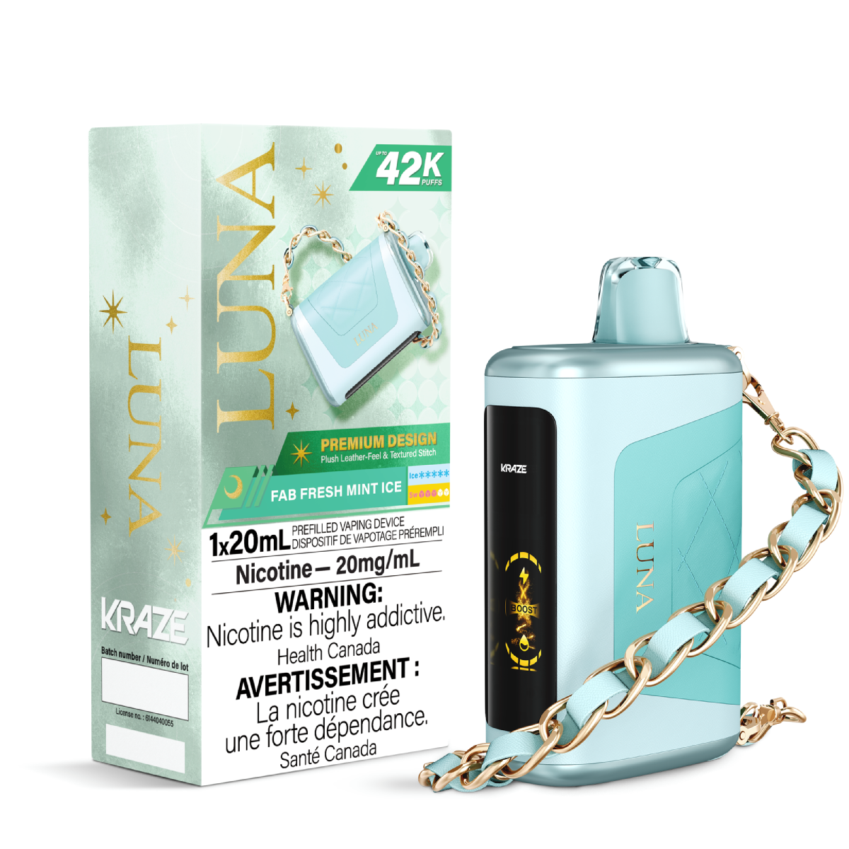 Kraze Luna 42K Disposable Vape Fab Fresh Mint Ice