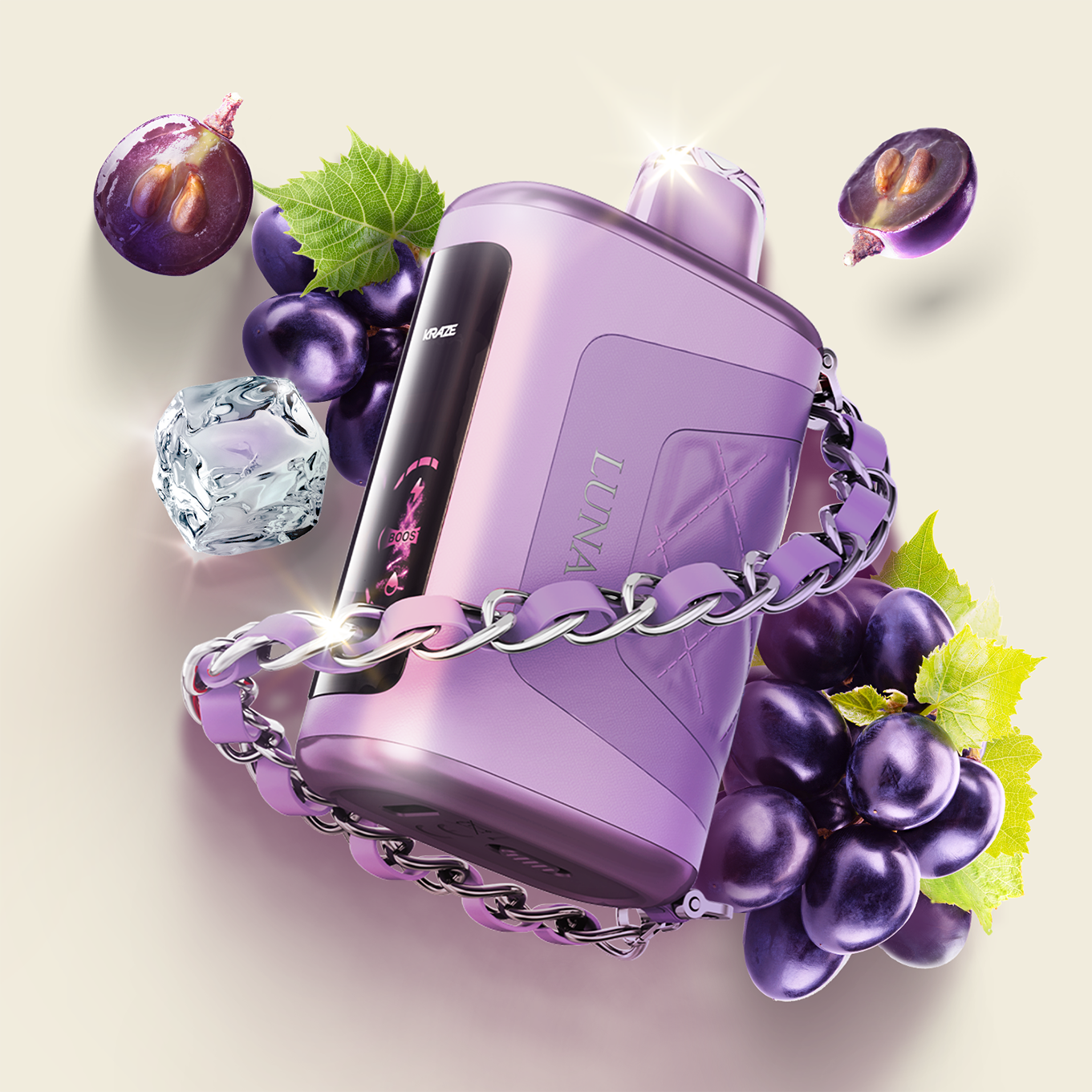 Kraze Luna 42K Disposable Vape Glitz Grape Ice