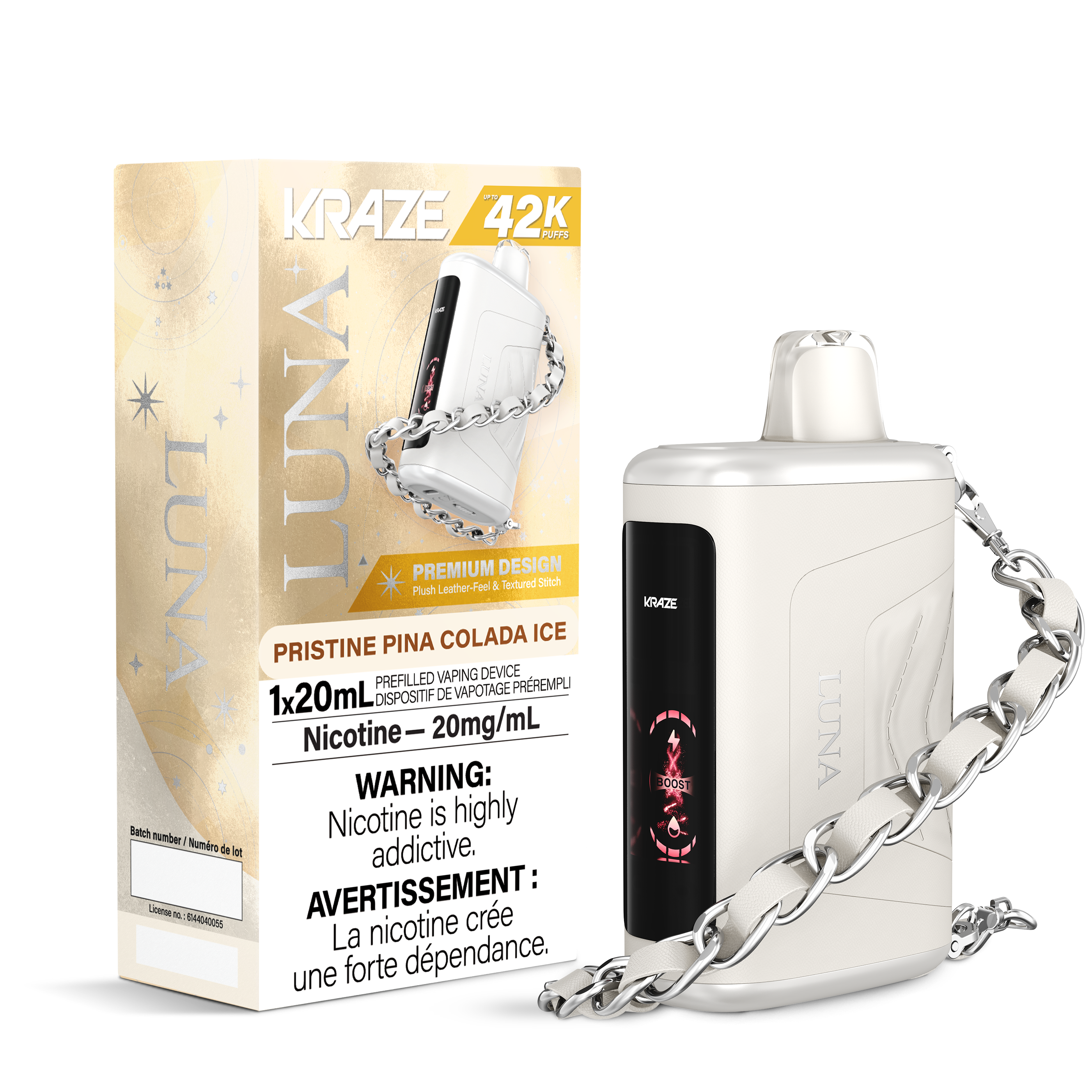 Kraze Luna 42K Disposable Vape Pristine Pina Colada Ice