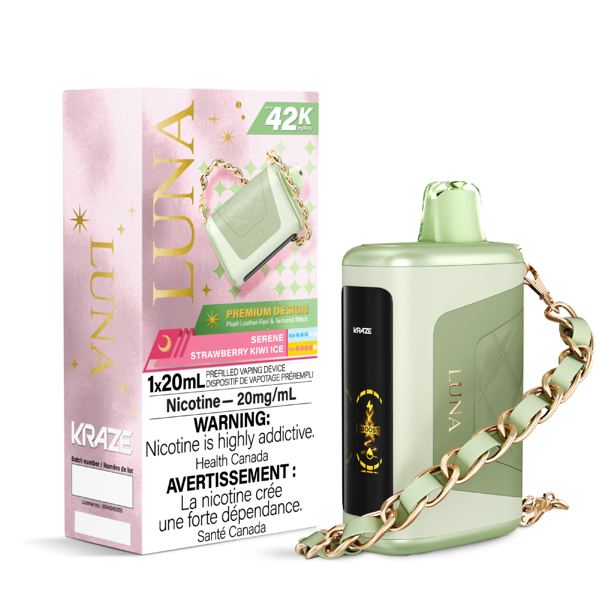 Kraze Luna 42K Disposable Vape Serene Strawberry Kiwi Ice