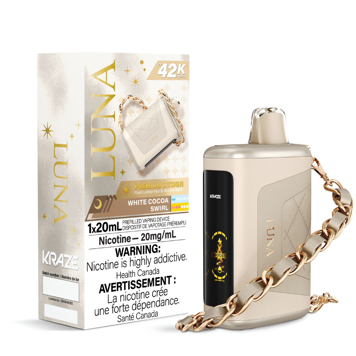 Kraze Luna 42K Disposable Vape White Cocoa Swirl